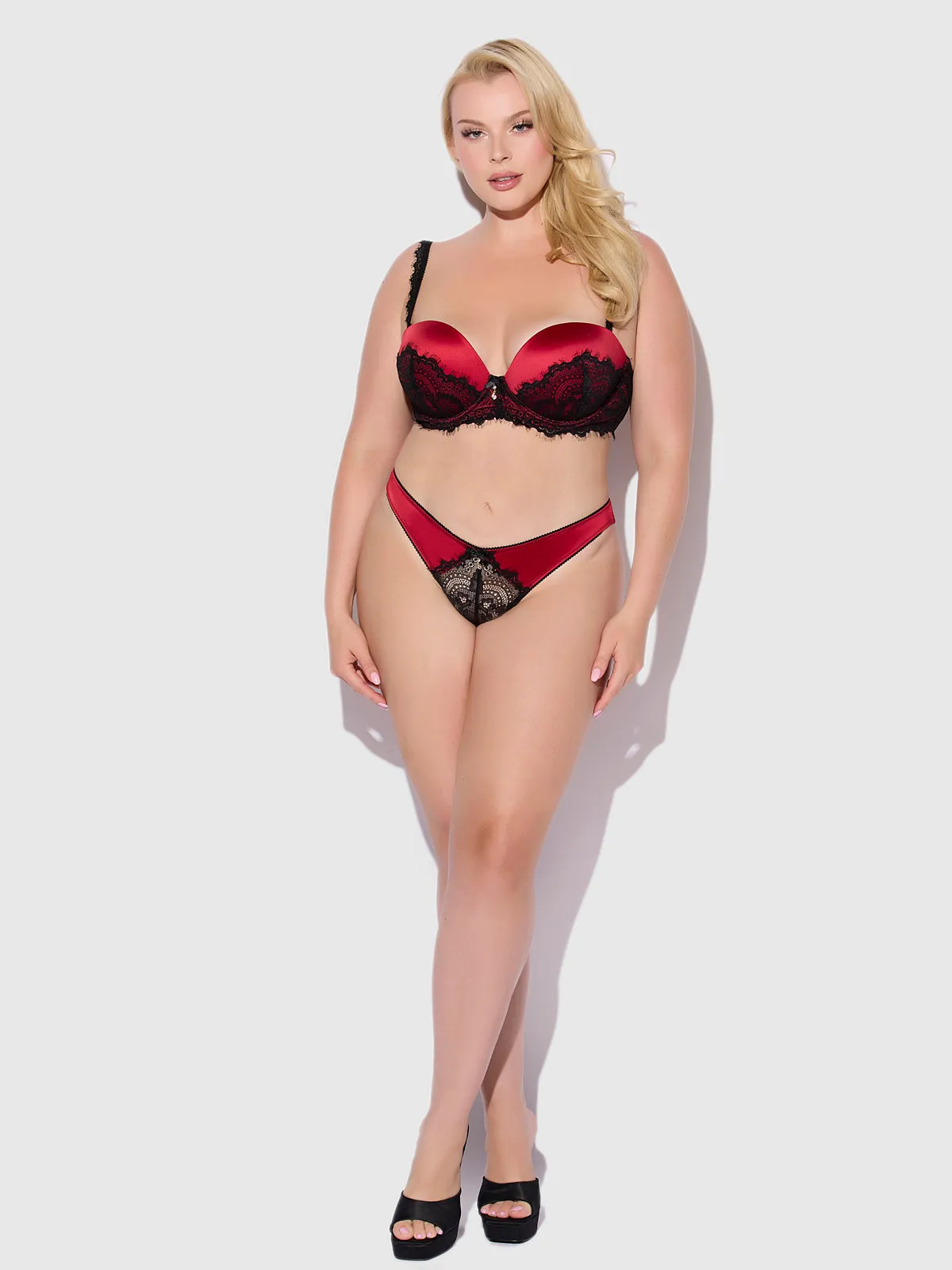 Lexi Lace Liquid Satin Open Back Hipster