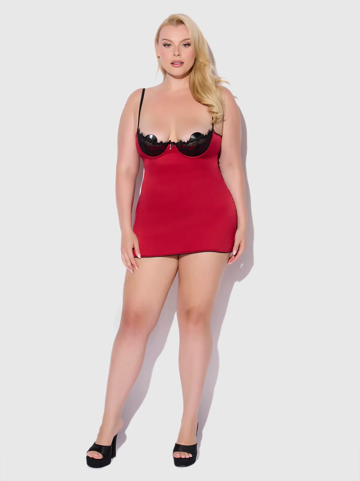 Lexi Lace Open Cup Strappy Back Chemise