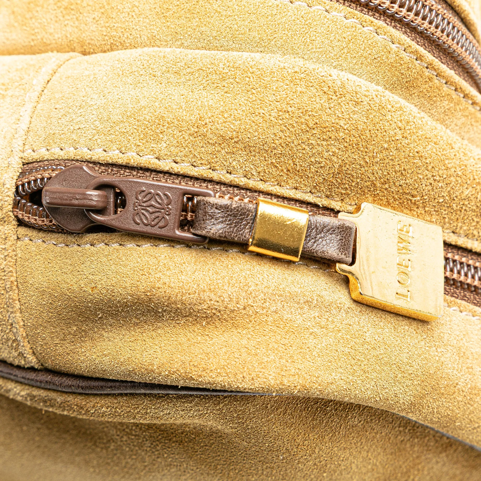 LOEWE Anagram Suede Crossbody Brown