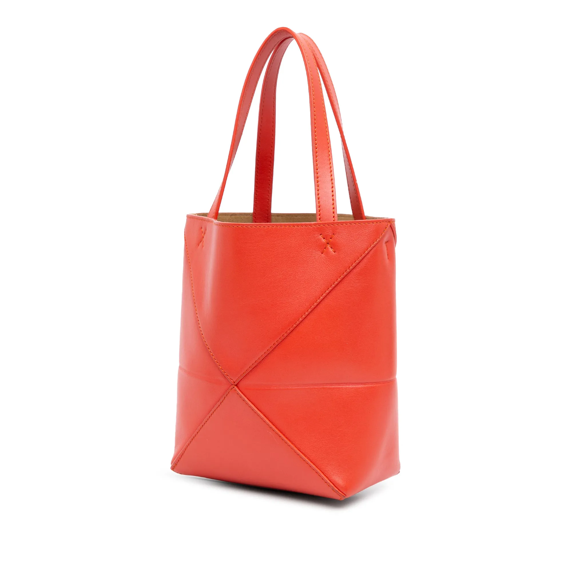 LOEWE Mini Calfskin Puzzle Fold Tote Red