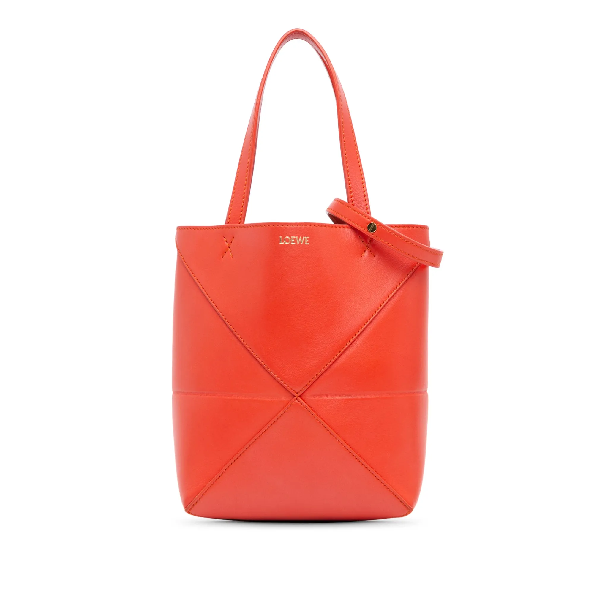 LOEWE Mini Calfskin Puzzle Fold Tote Red