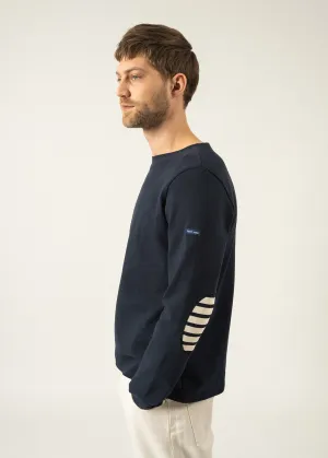 Marinire iconique unie  coudires rayes - en jersey de coton lourd (NAVY/ECRU/NAVY)