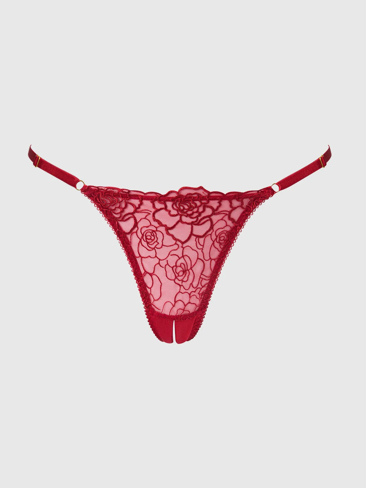 Melrose Embroidered Crotchless Thong