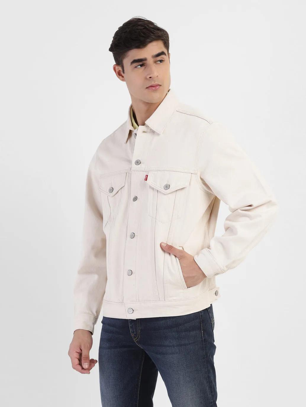 Men's Solid Spread Collar Denim Jacket LEVI'S