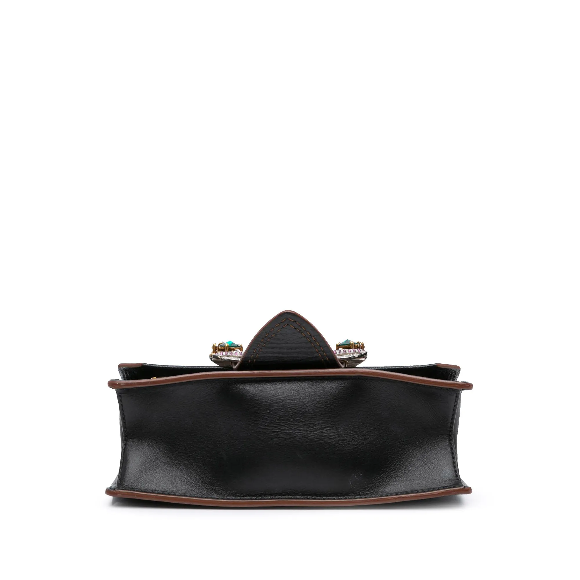 Miu Miu Goatskin Madras Soft Calf Crystal Embellished Crossbody Black