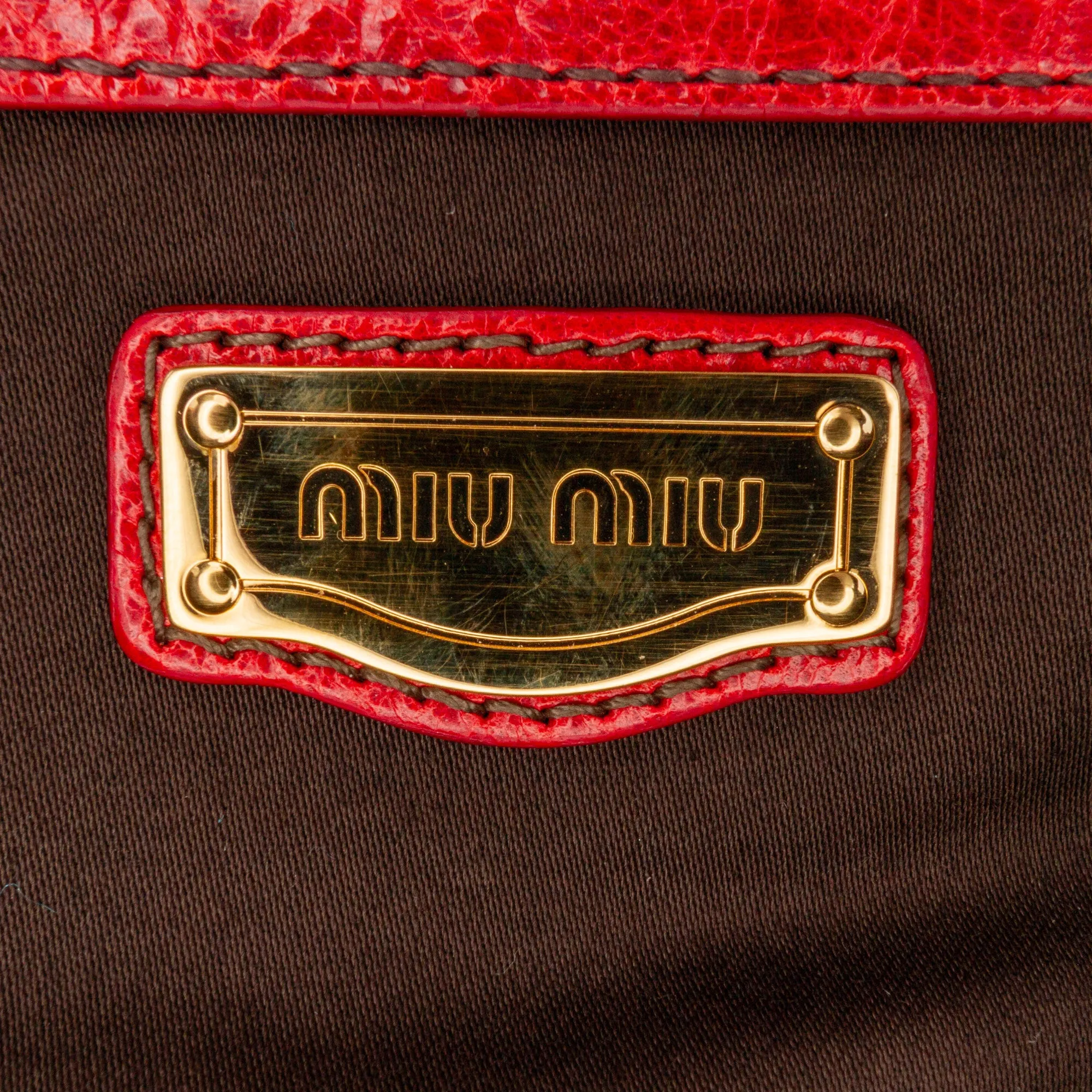 Miu Miu Nappa Frame Lux Top Handle Red