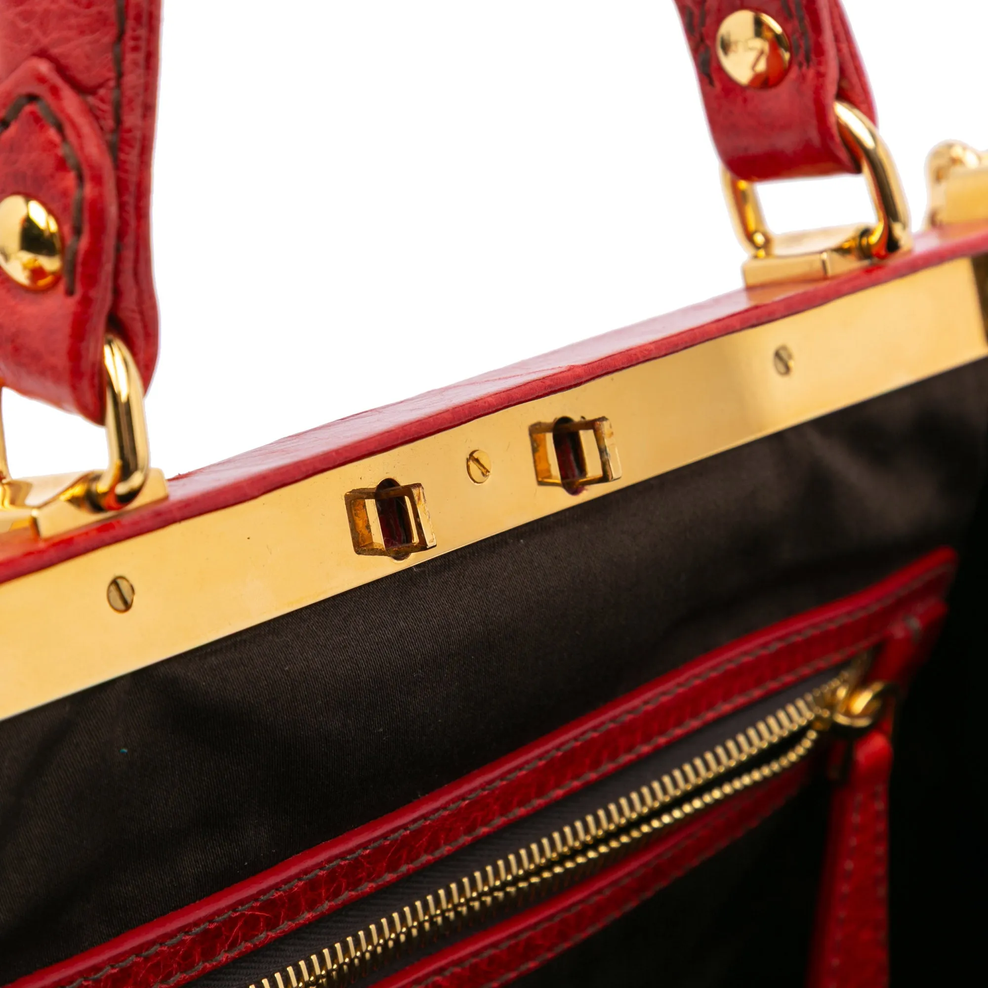 Miu Miu Nappa Frame Lux Top Handle Red