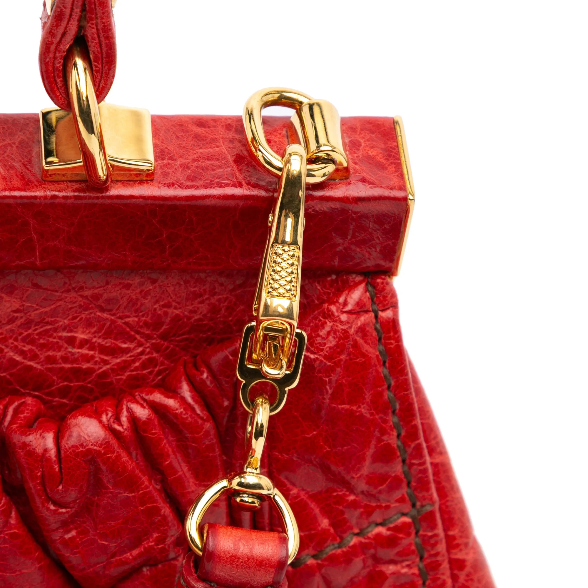Miu Miu Nappa Frame Lux Top Handle Red
