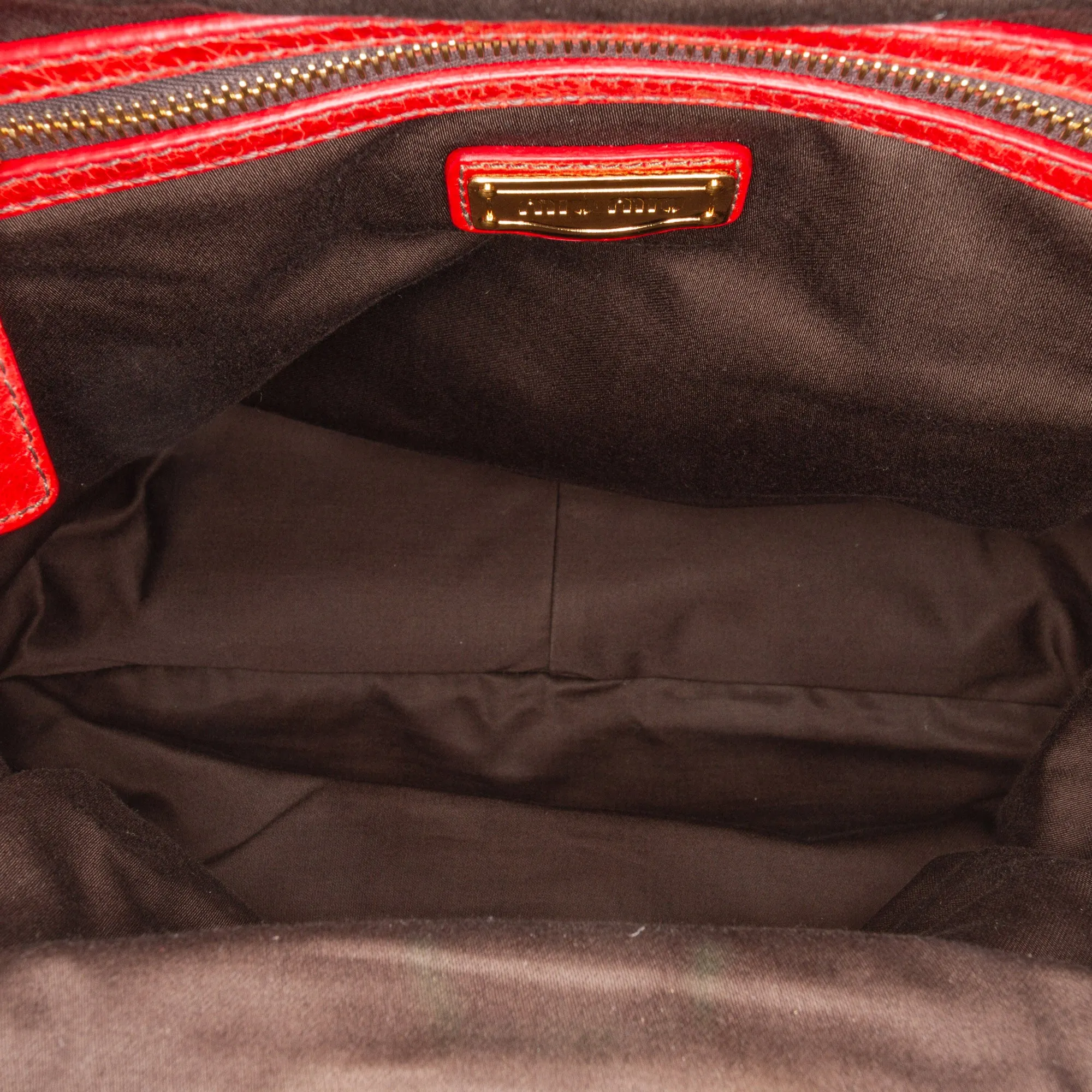 Miu Miu Nappa Frame Lux Top Handle Red