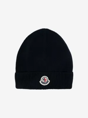 Moncler Enfant Baby Logo Beanie Hat in Navy