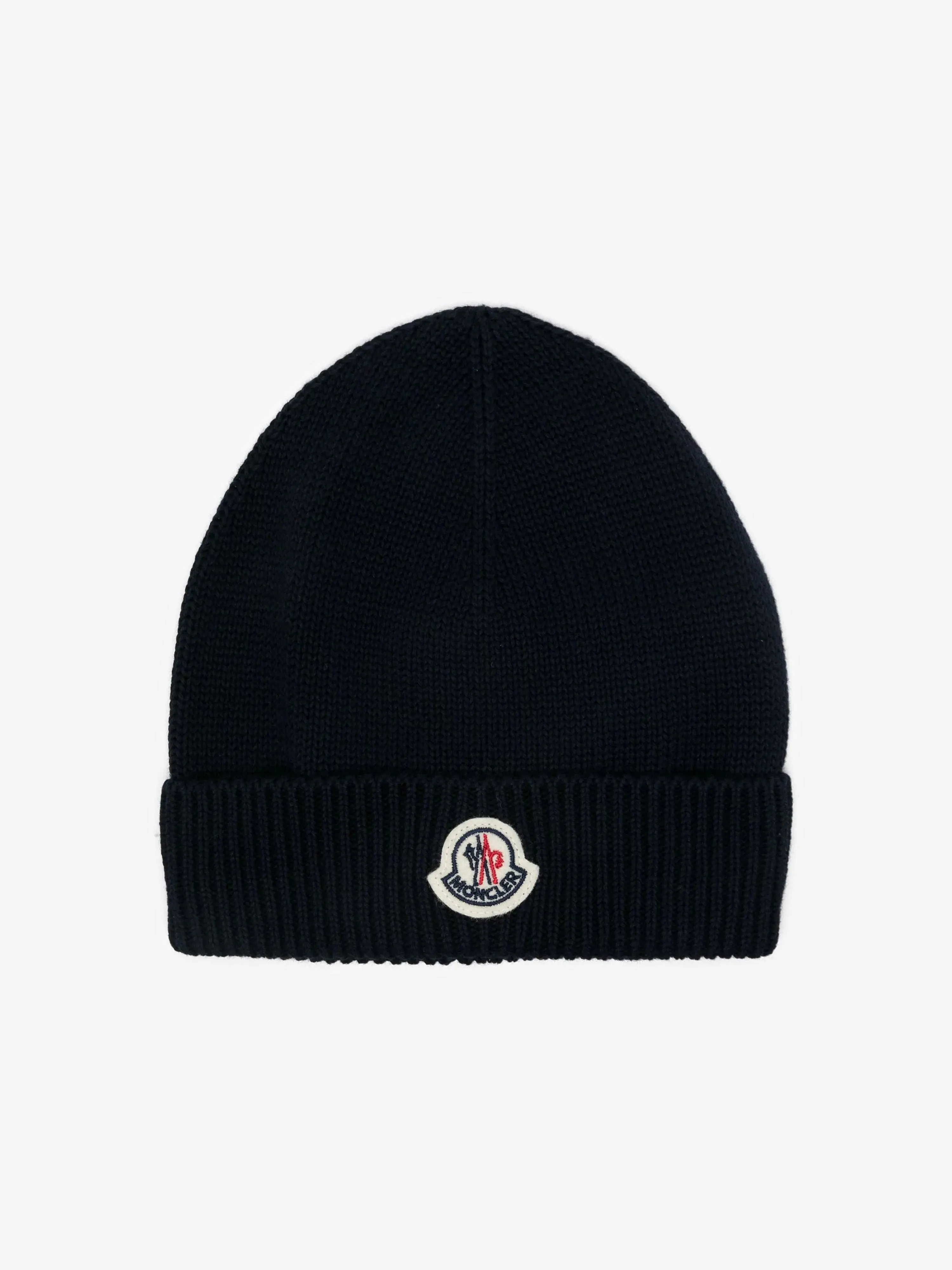 Moncler Enfant Baby Logo Beanie Hat in Navy