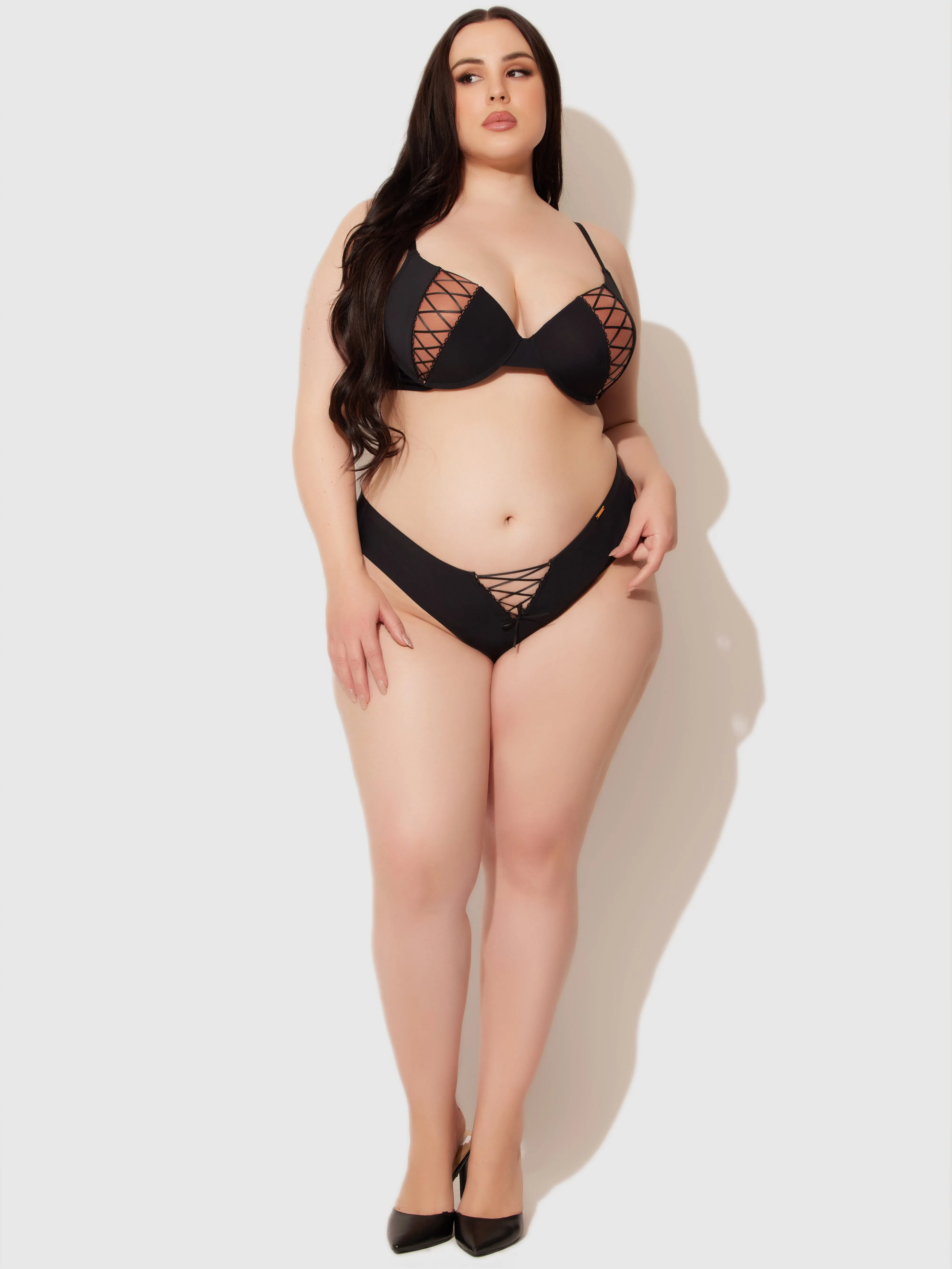 Natalia Micro Lace Up Front Thong