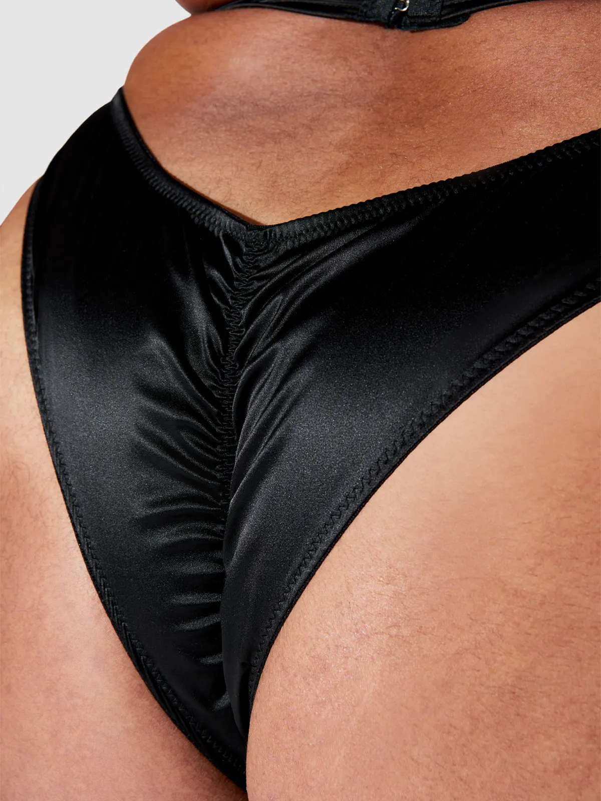 Petra Crotchless Satin Tanga