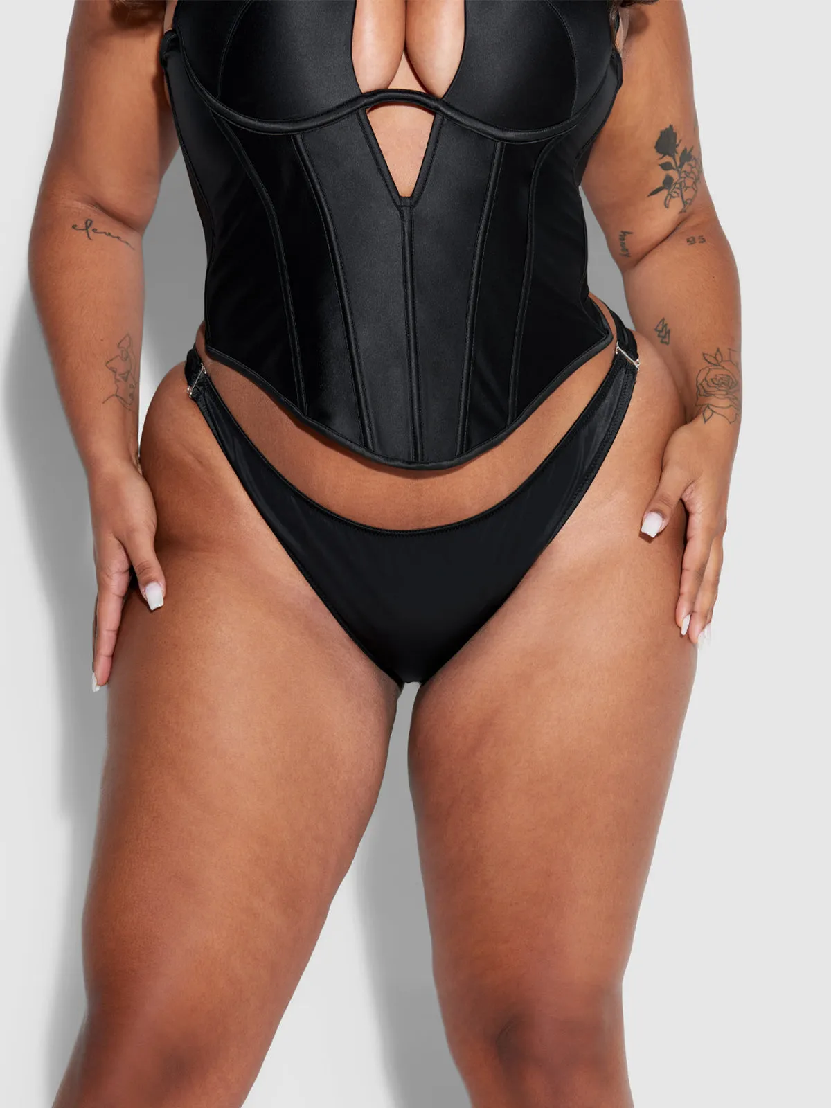 Petra Crotchless Satin Tanga