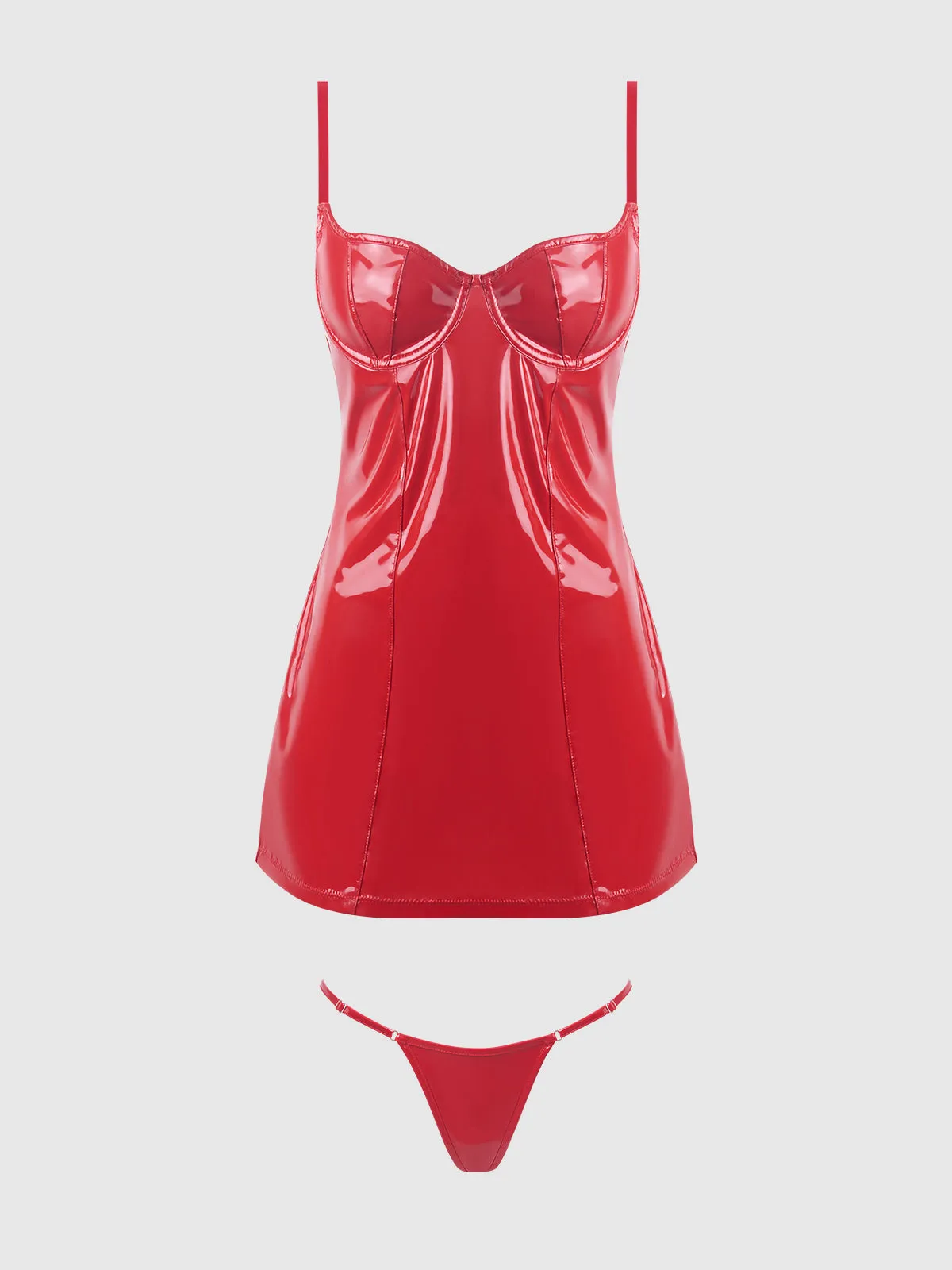 Phoenix Patent Underwire Chemise & G-String Set