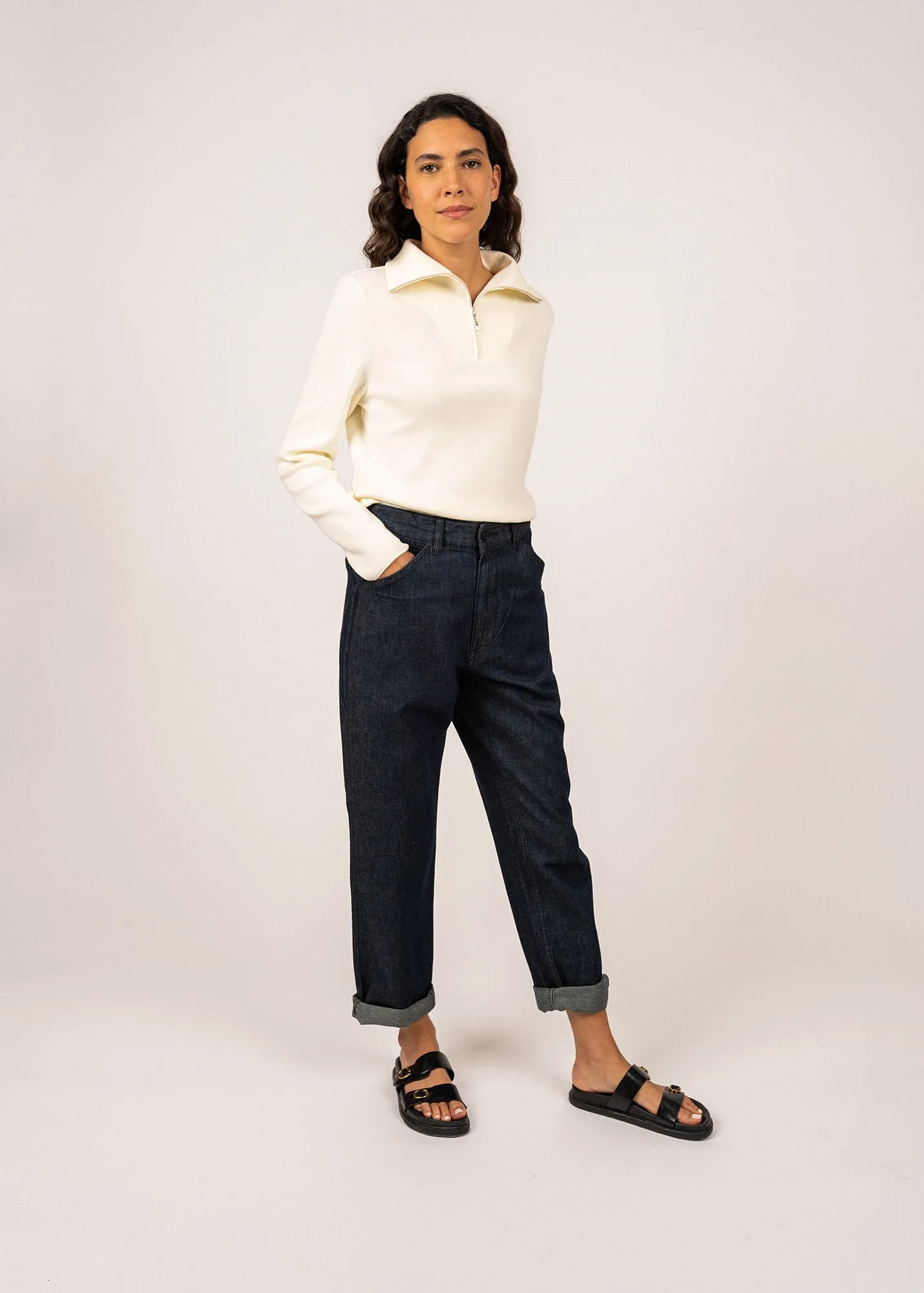 Pull  col camionneur Passerelle - en coton (ECUME)