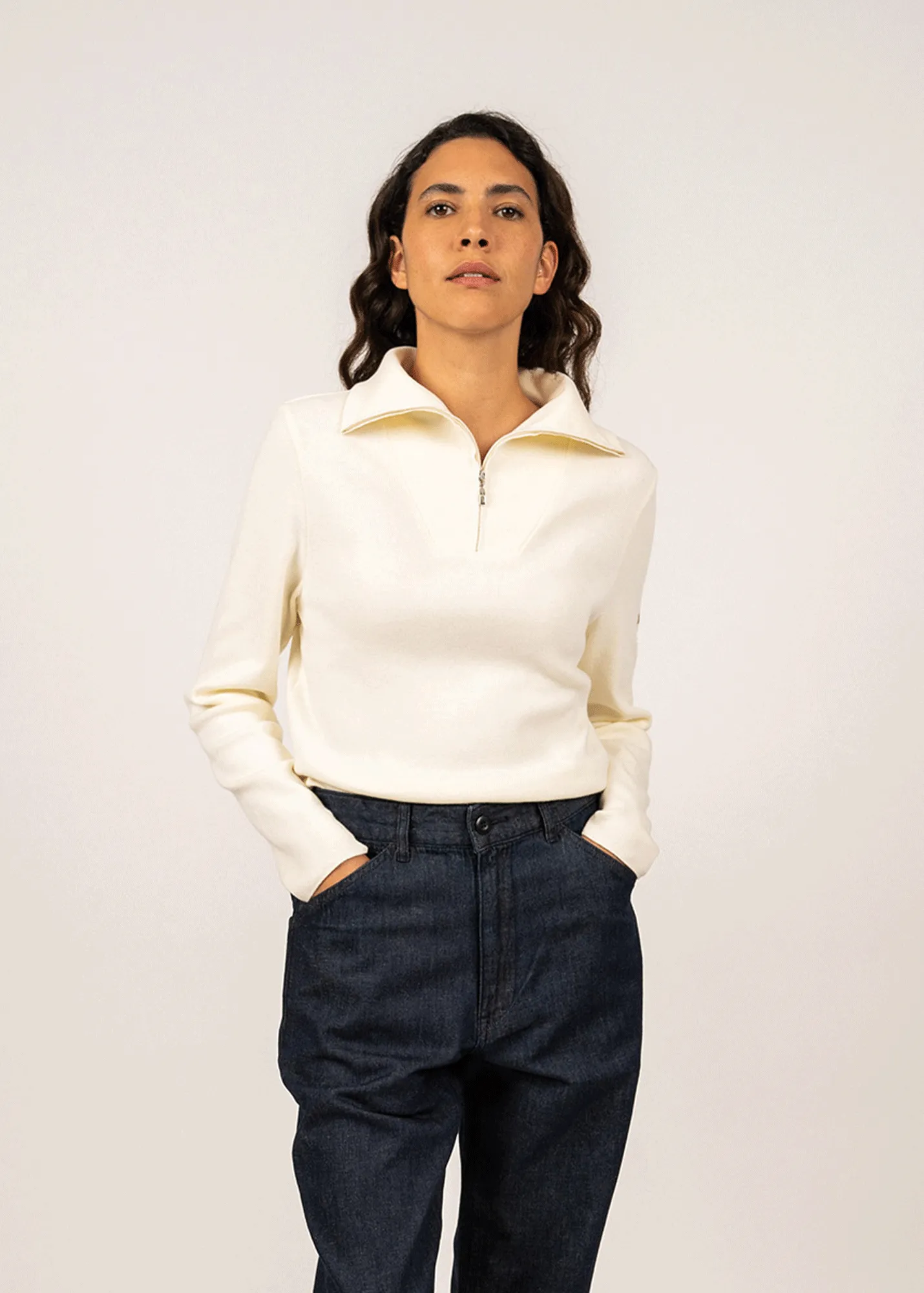 Pull  col camionneur Passerelle - en coton (ECUME)