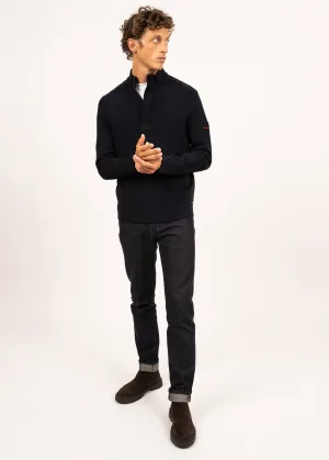 Pull col montant zipp Loup de mer - en laine (NAVY)