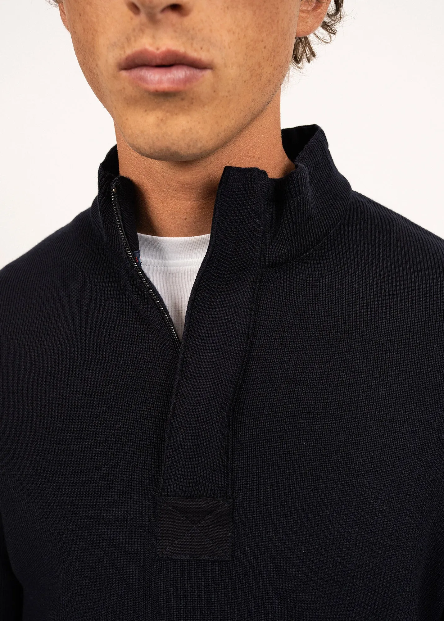 Pull col montant zipp Loup de mer - en laine (NAVY)