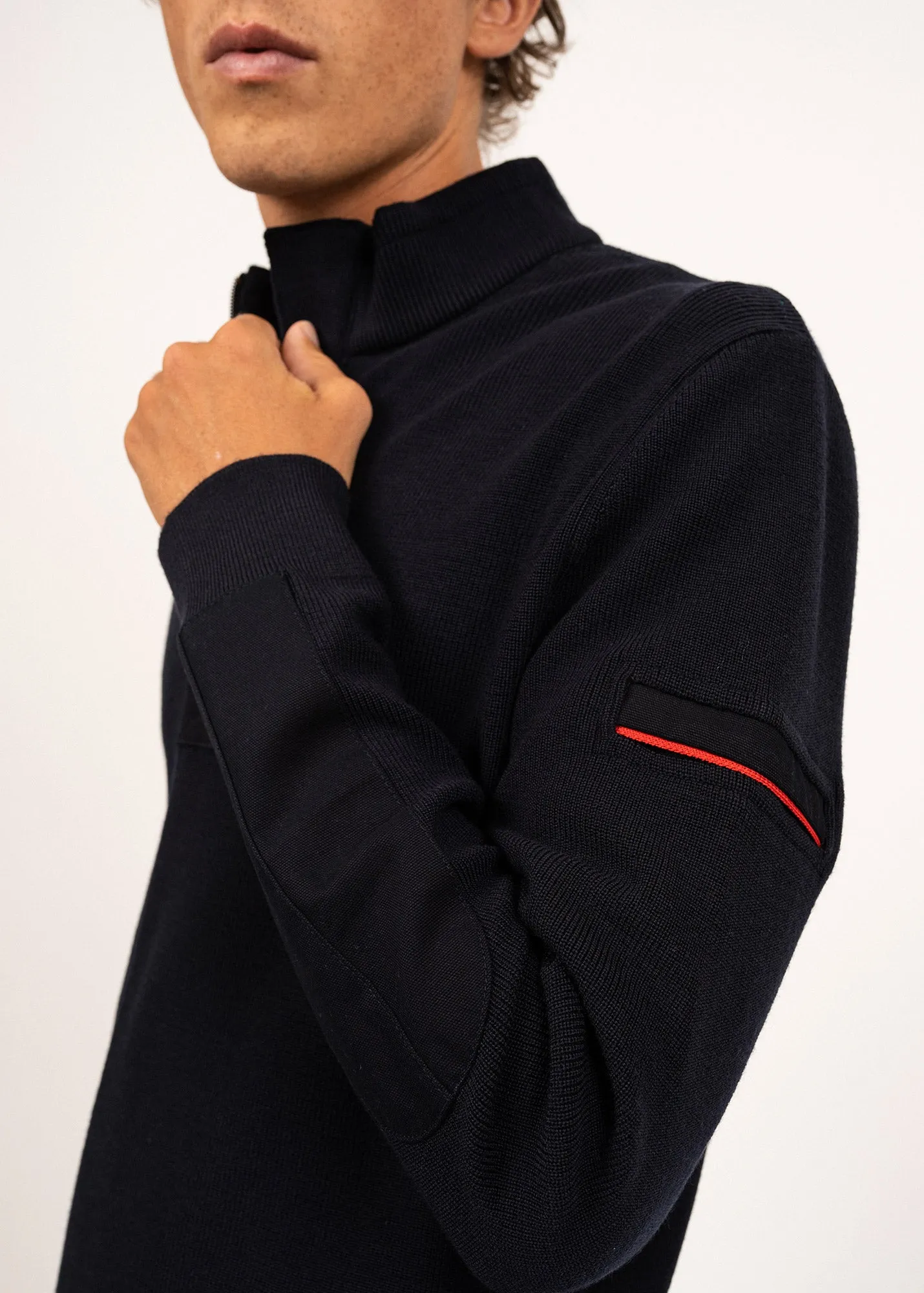 Pull col montant zipp Loup de mer - en laine (NAVY)