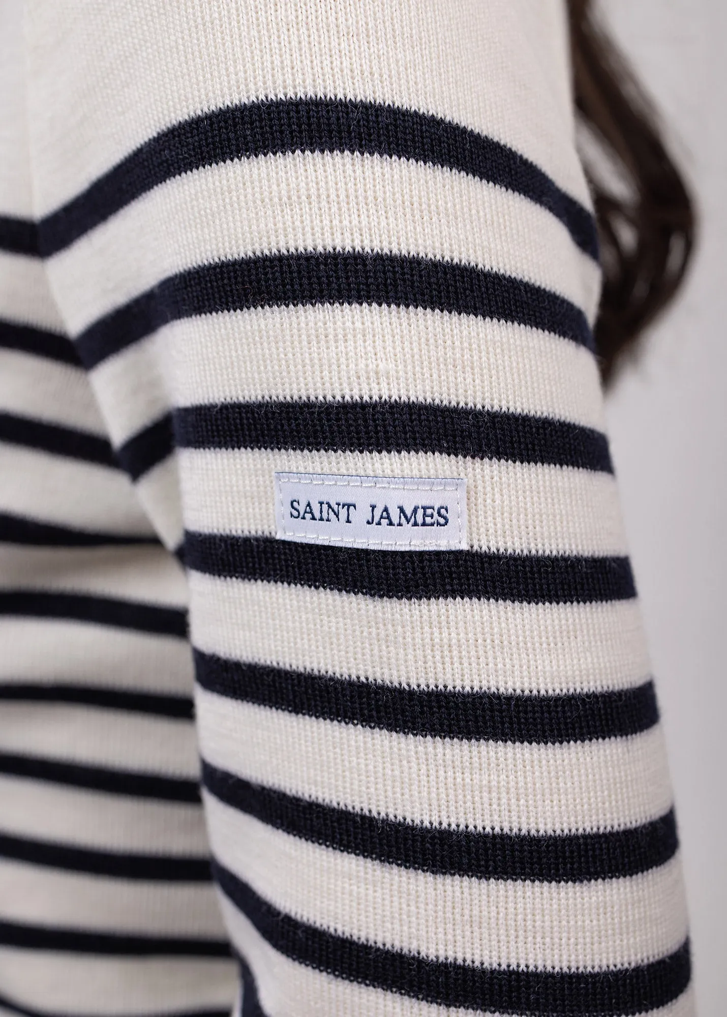 Pull marin ray Brganon -  coudires contrastes (BLANC/NAVY/NAVY)