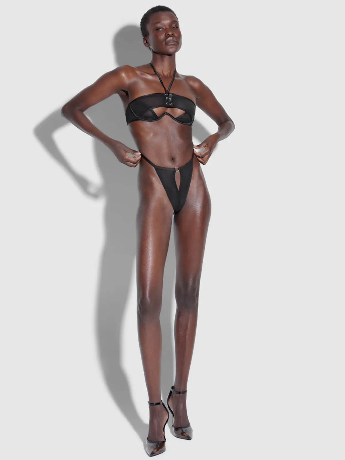 Raven Open Cup Halter Bra