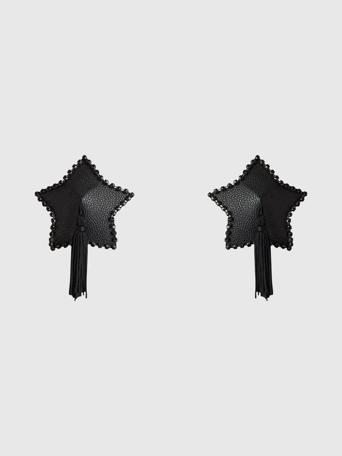 Rhinestone & Leather-Like Star Tassel Pasties
