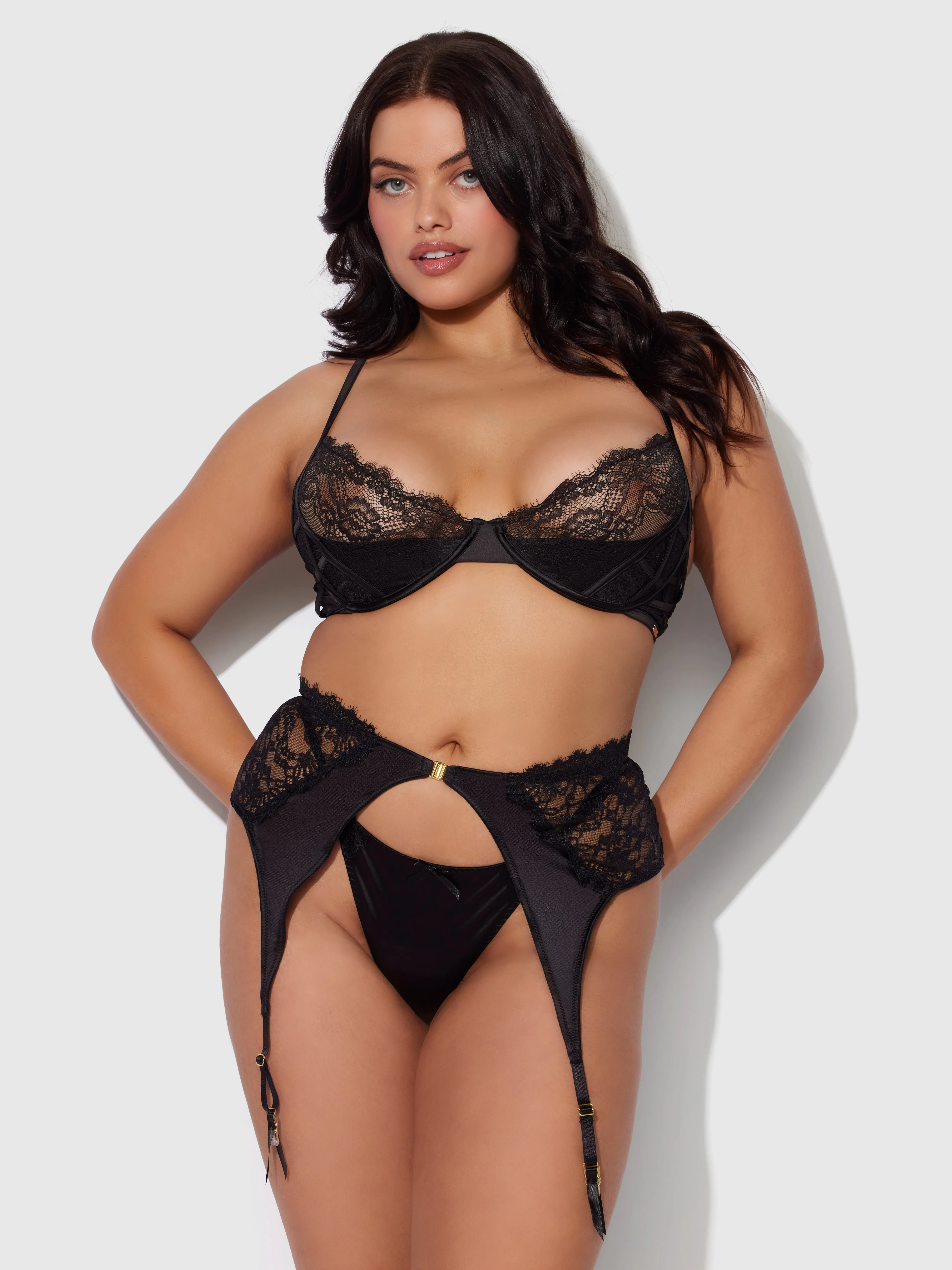 Rising Star Lace & Liquid Satin Garter Belt