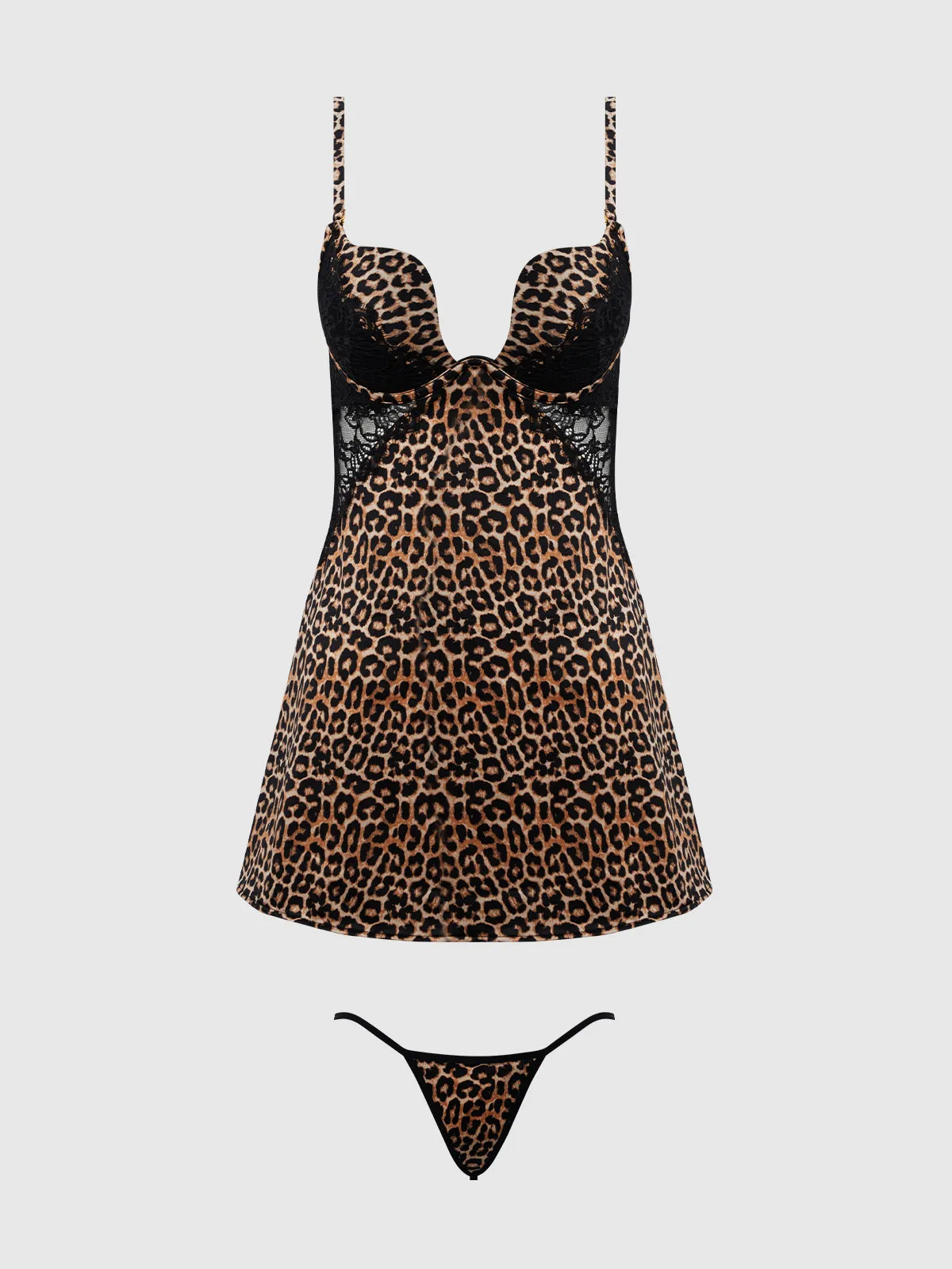 Rising Star Plunge Push Up Babydoll in Liquid Satin & Lace