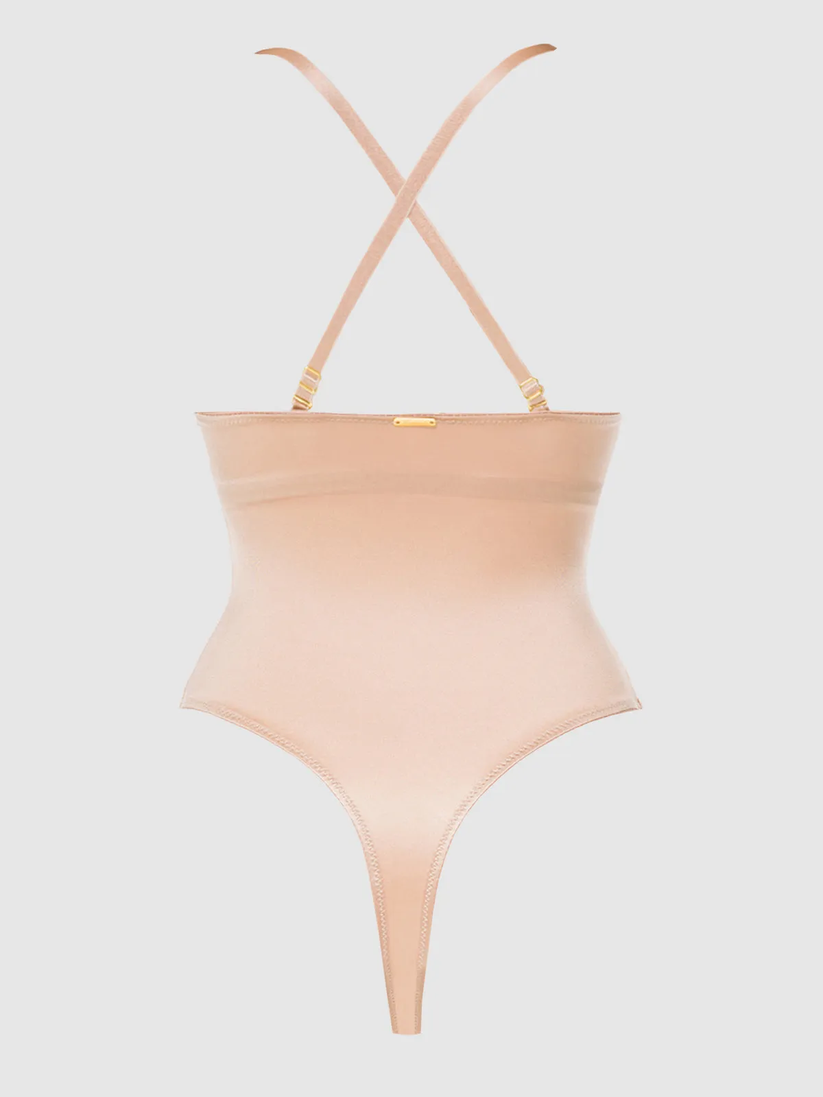 Rising Star Plunge Push Up Bodysuit in Liquid Satin