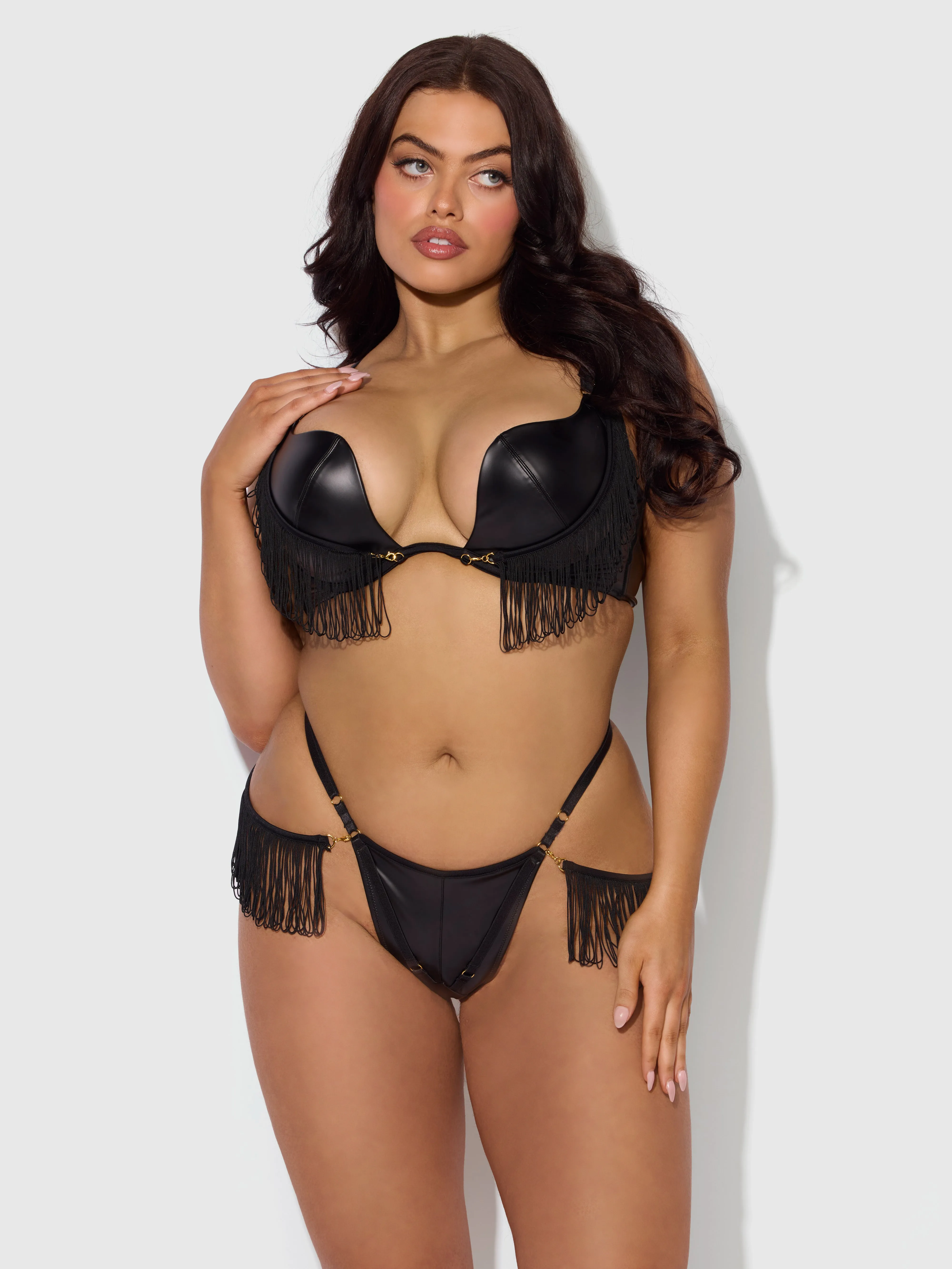 Rising Star Plunge Push Up Bra in Hendrix Faux Leather