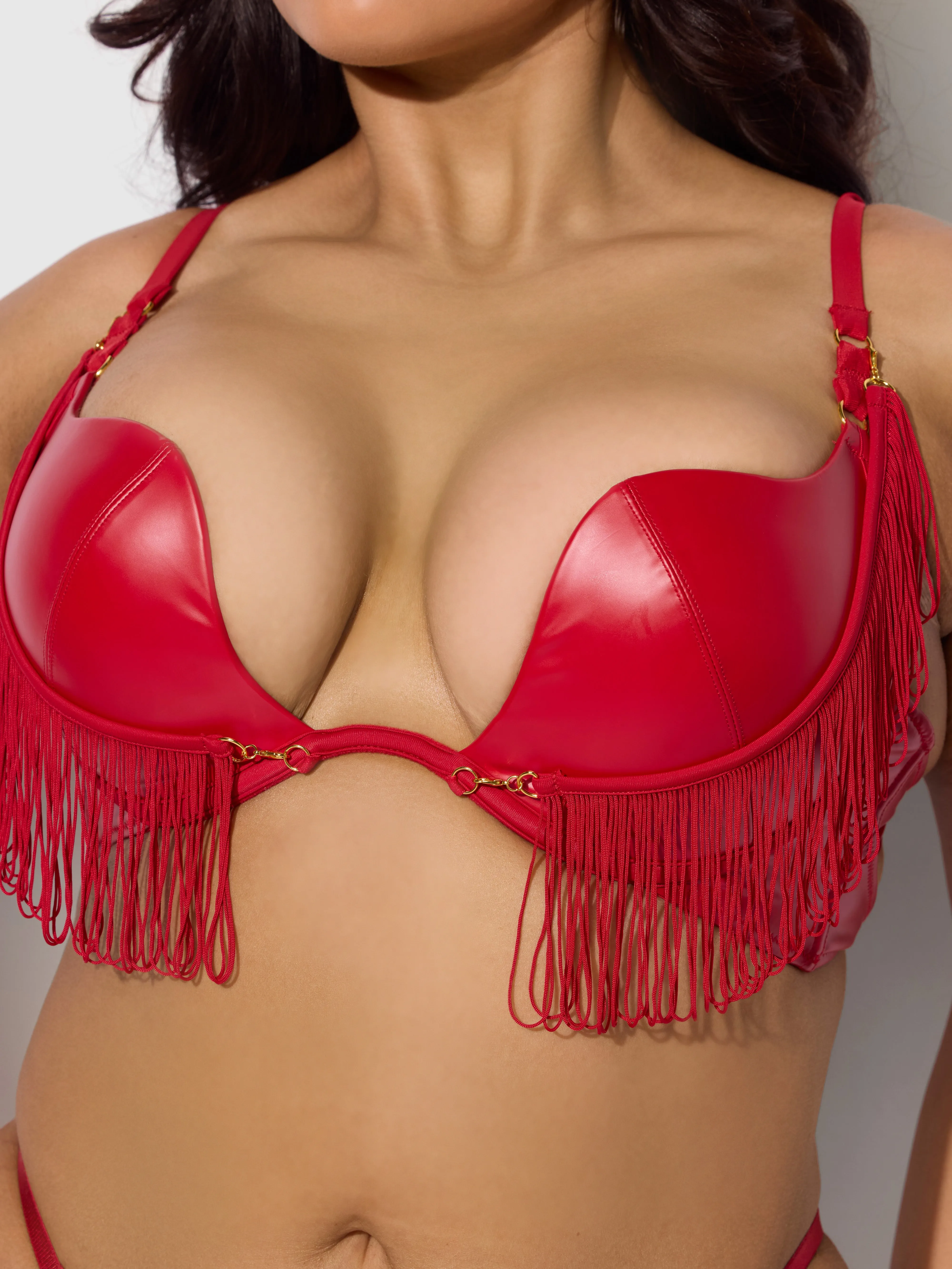 Rising Star Plunge Push Up Bra in Hendrix Faux Leather