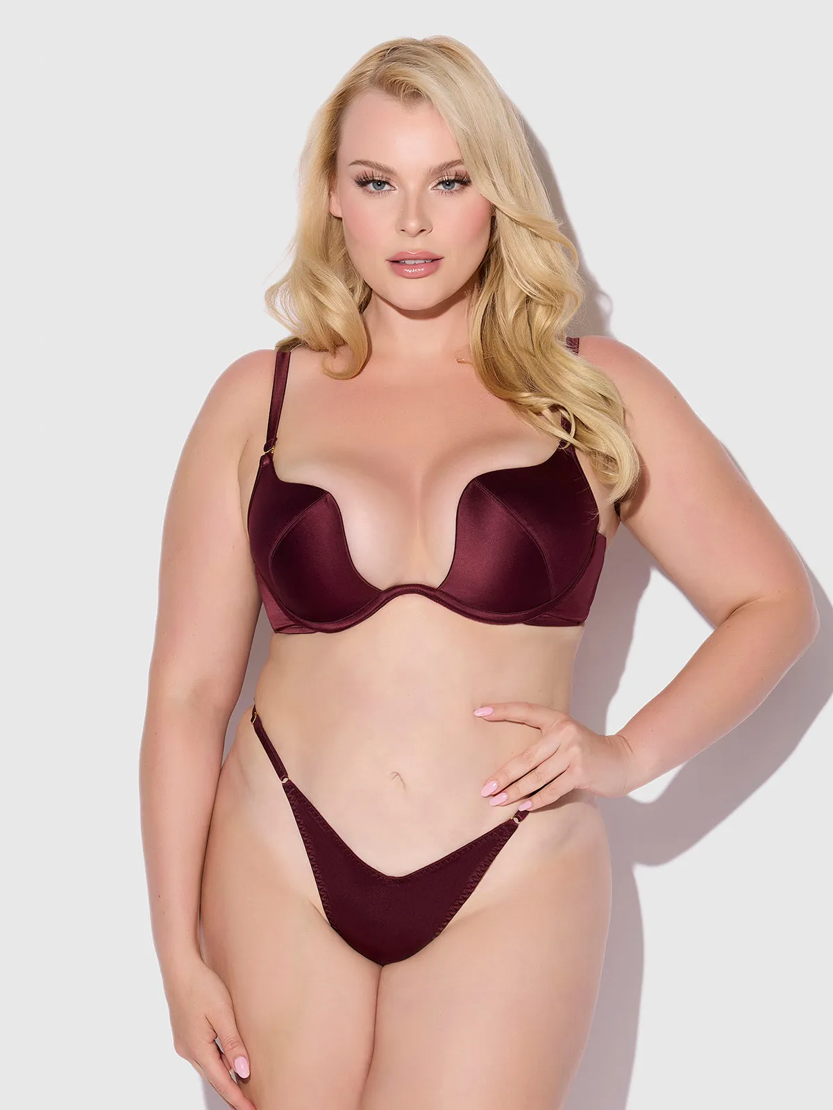 Rising Star Plunge Push Up Bra in Petra Satin