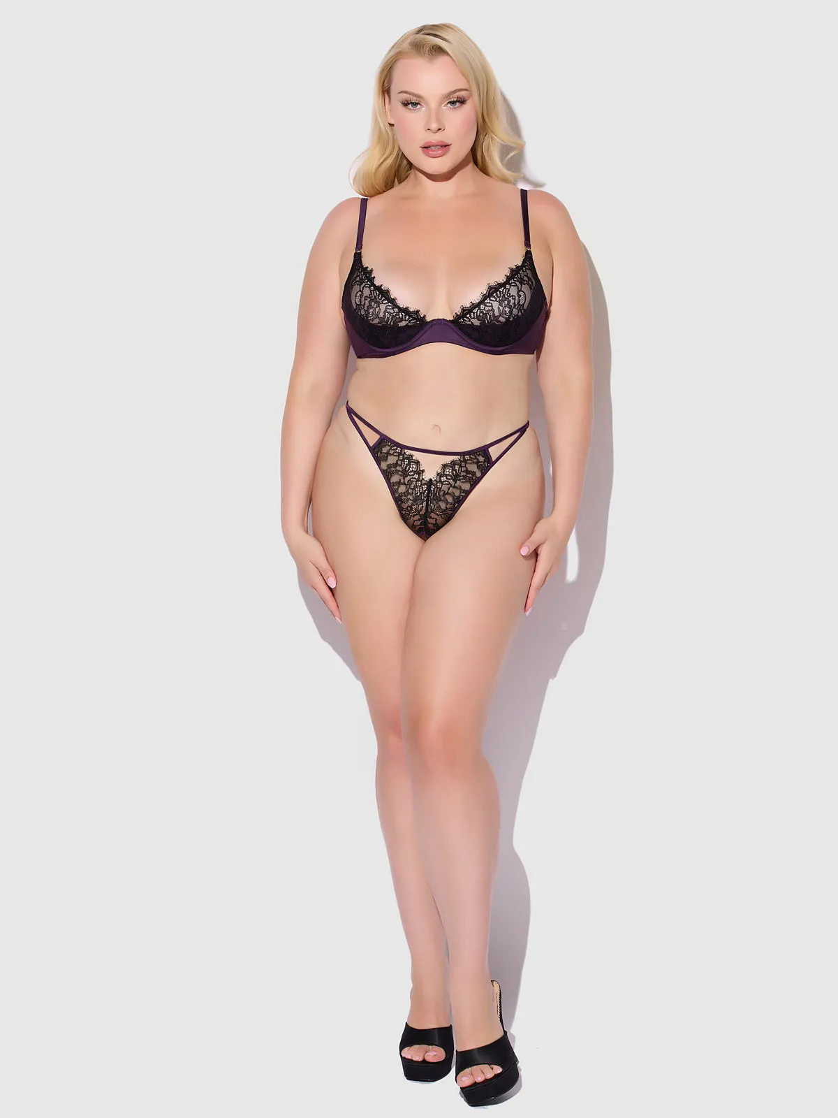 Rosalind Lace & Satin Crotchless G-String
