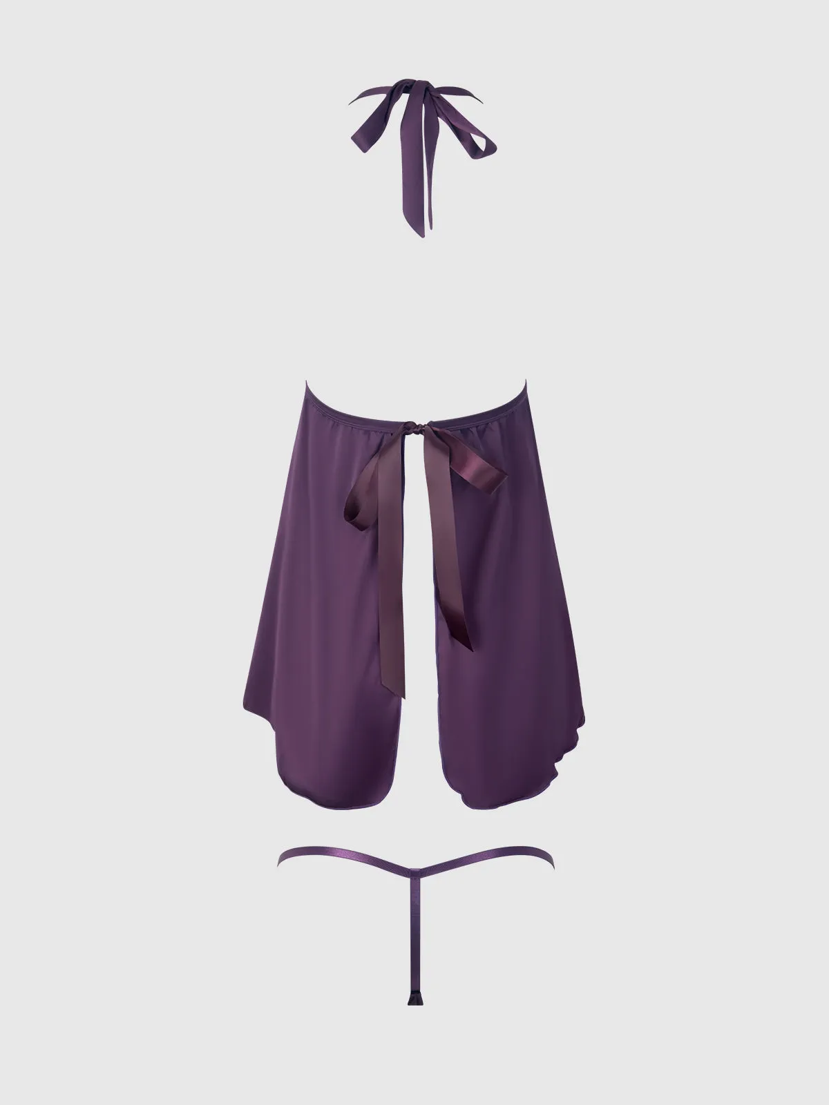 Rosalind Lace & Satin Halter Neck Drop Off Babydoll