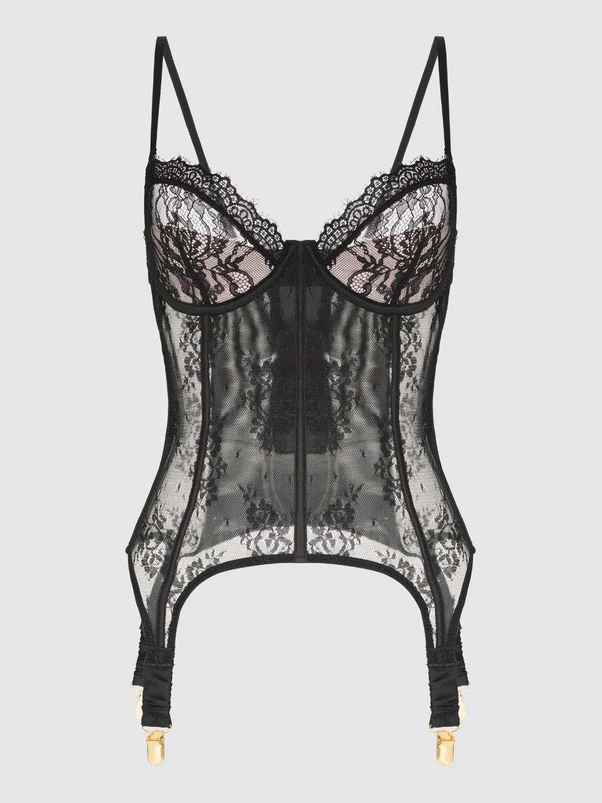 Rosalind Satin & Lace Underwire Lace Cup Corset