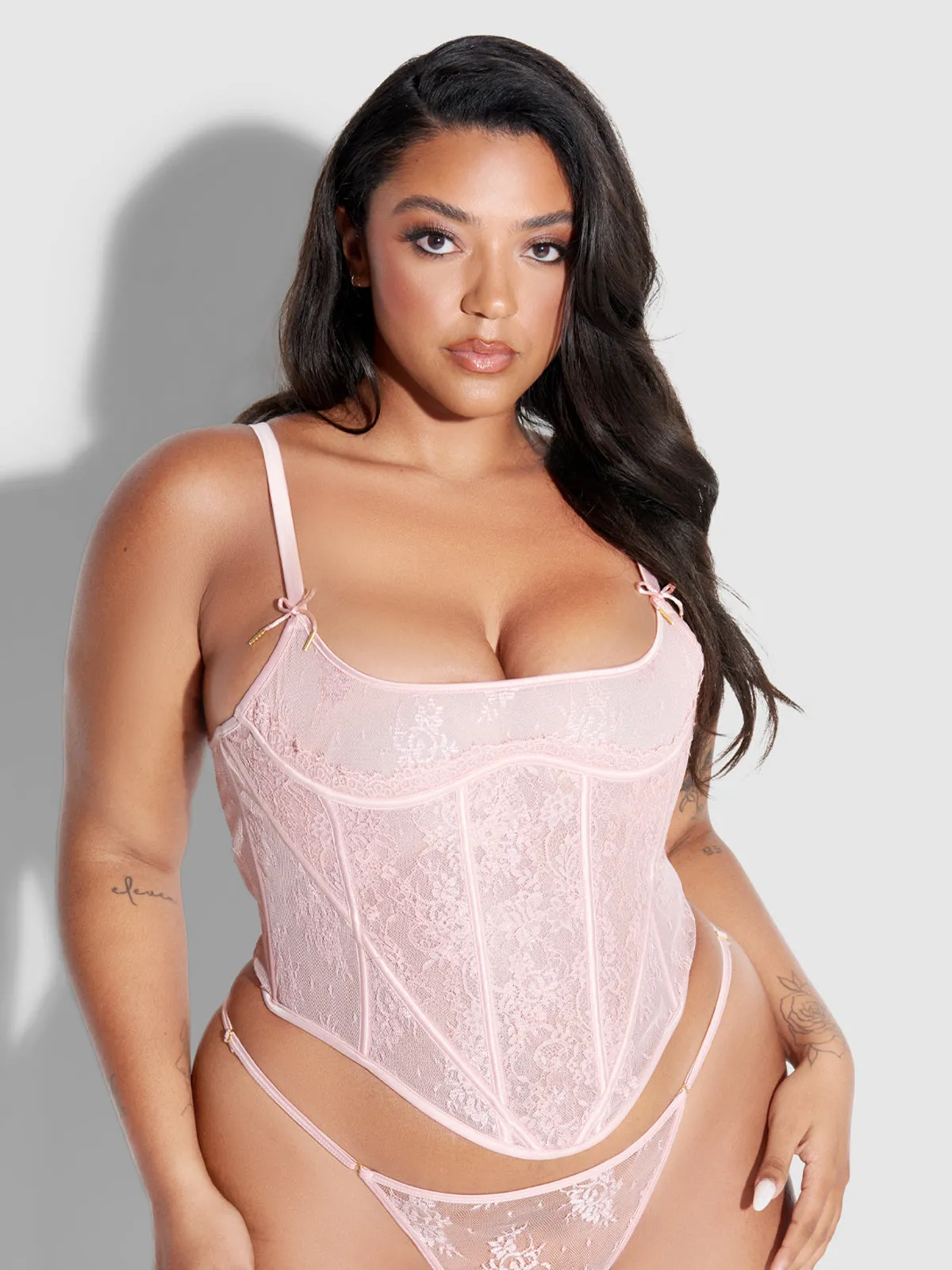 Rosalind Satin & Lace Underwire Open Cup Corset