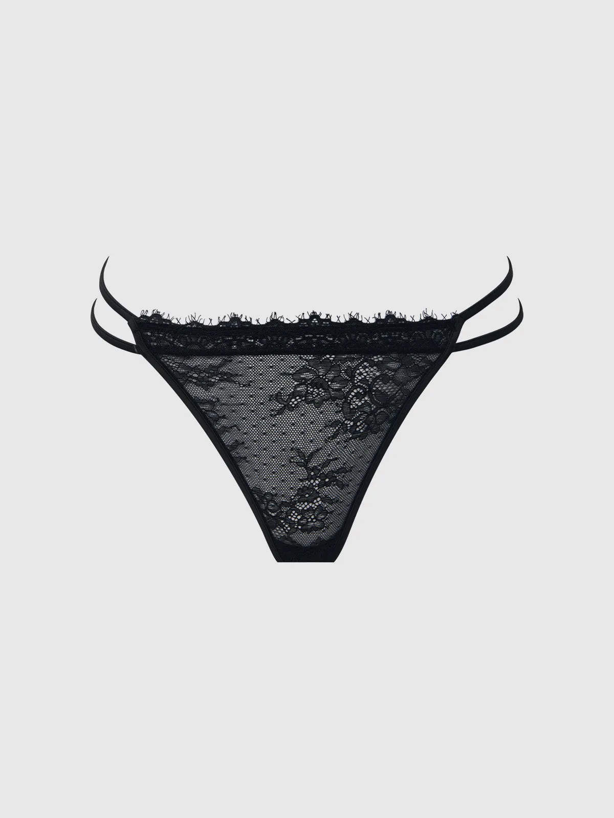 Rosalind Satin Double Banded Lace Thong