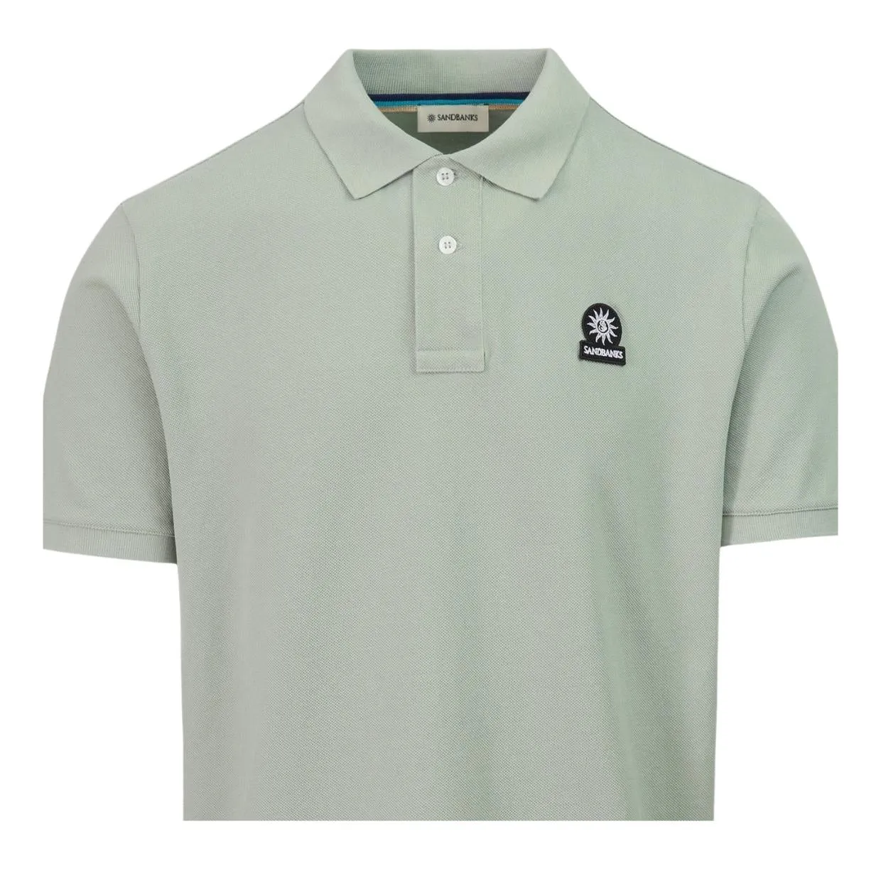 Sandbanks Badge Logo Pique Sage Polo Shirt