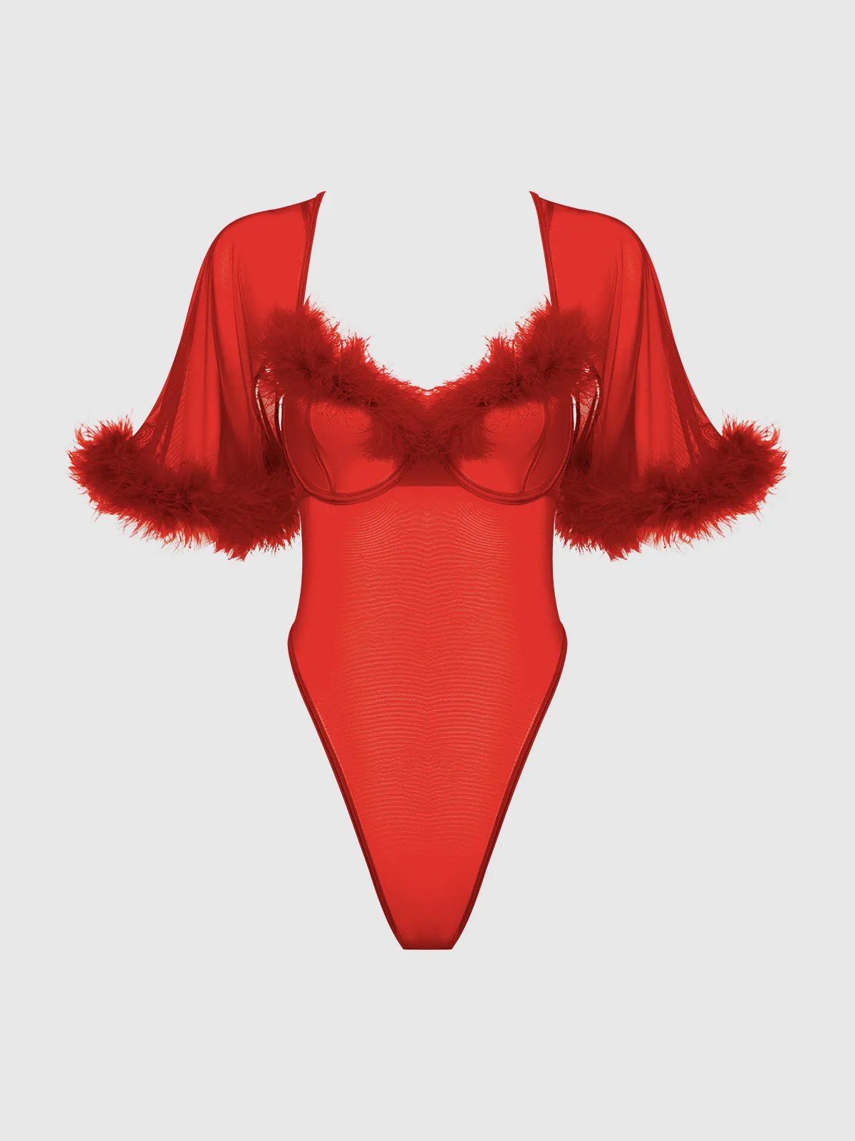 Scarlett Bell Sleeved Marabou Bodysuit