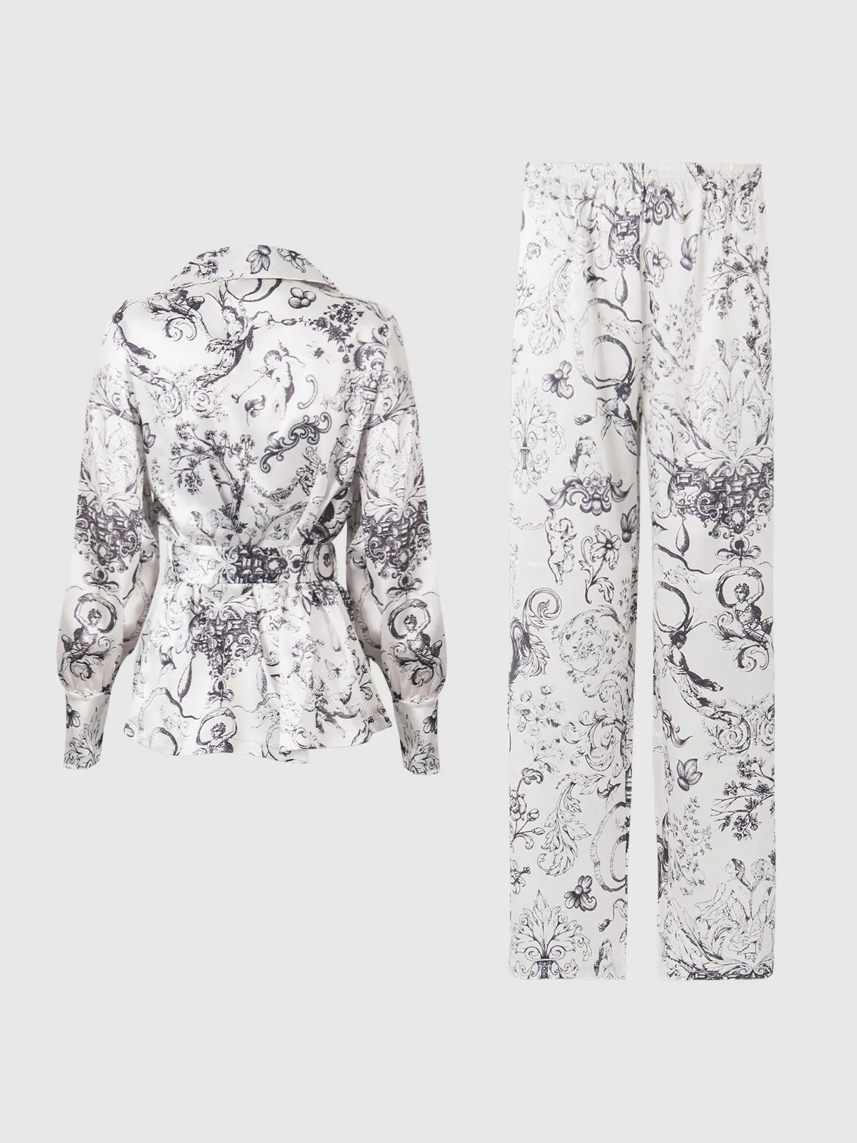 Scarlett Satin Long Sleeve Tie Top & Long Pant