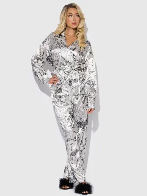 Scarlett Satin Long Sleeve Tie Top & Long Pant