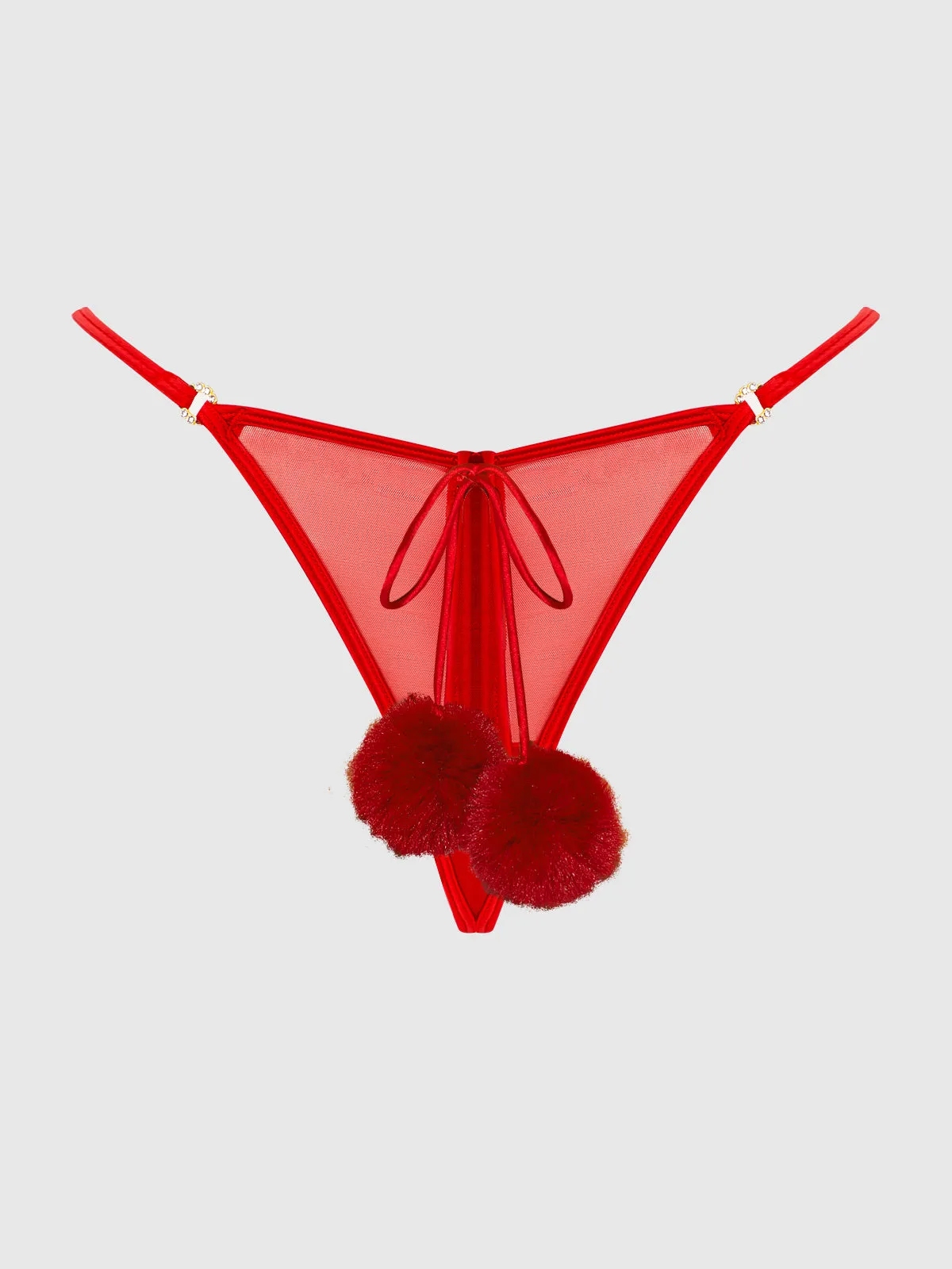 Scarlett Tie Front Pom Pom G-String