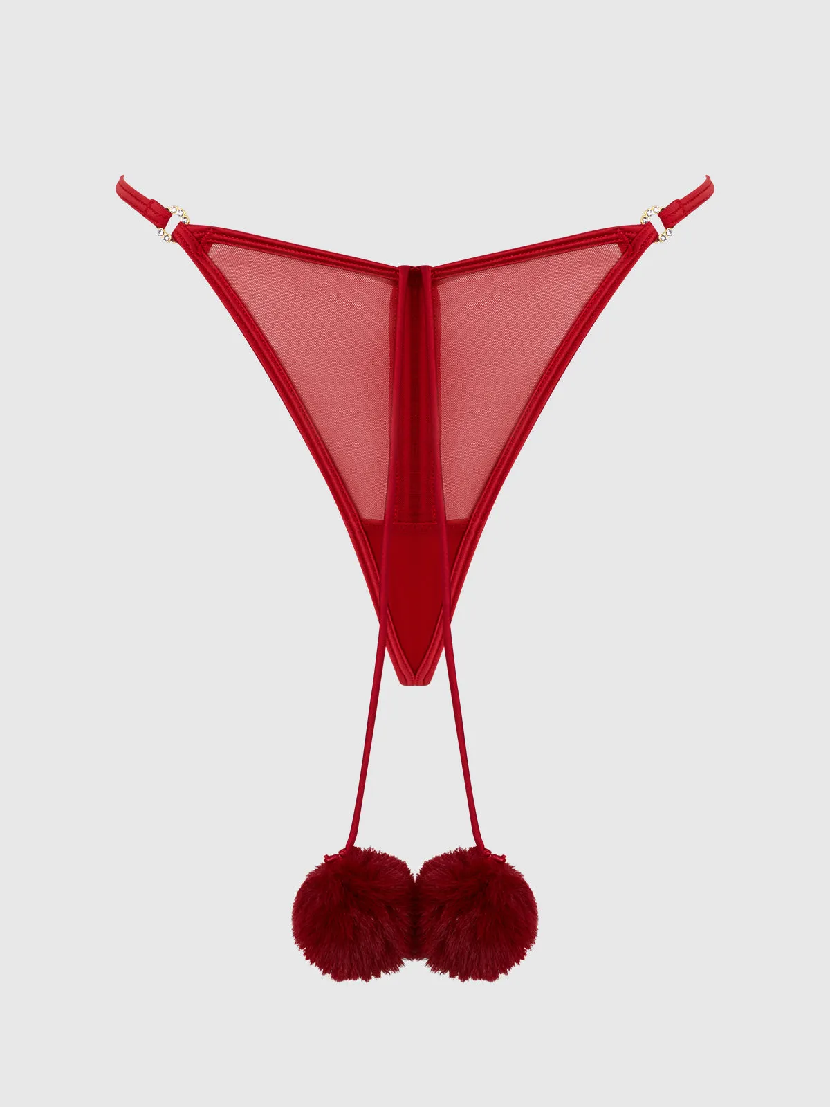 Scarlett Tie Front Pom Pom G-String
