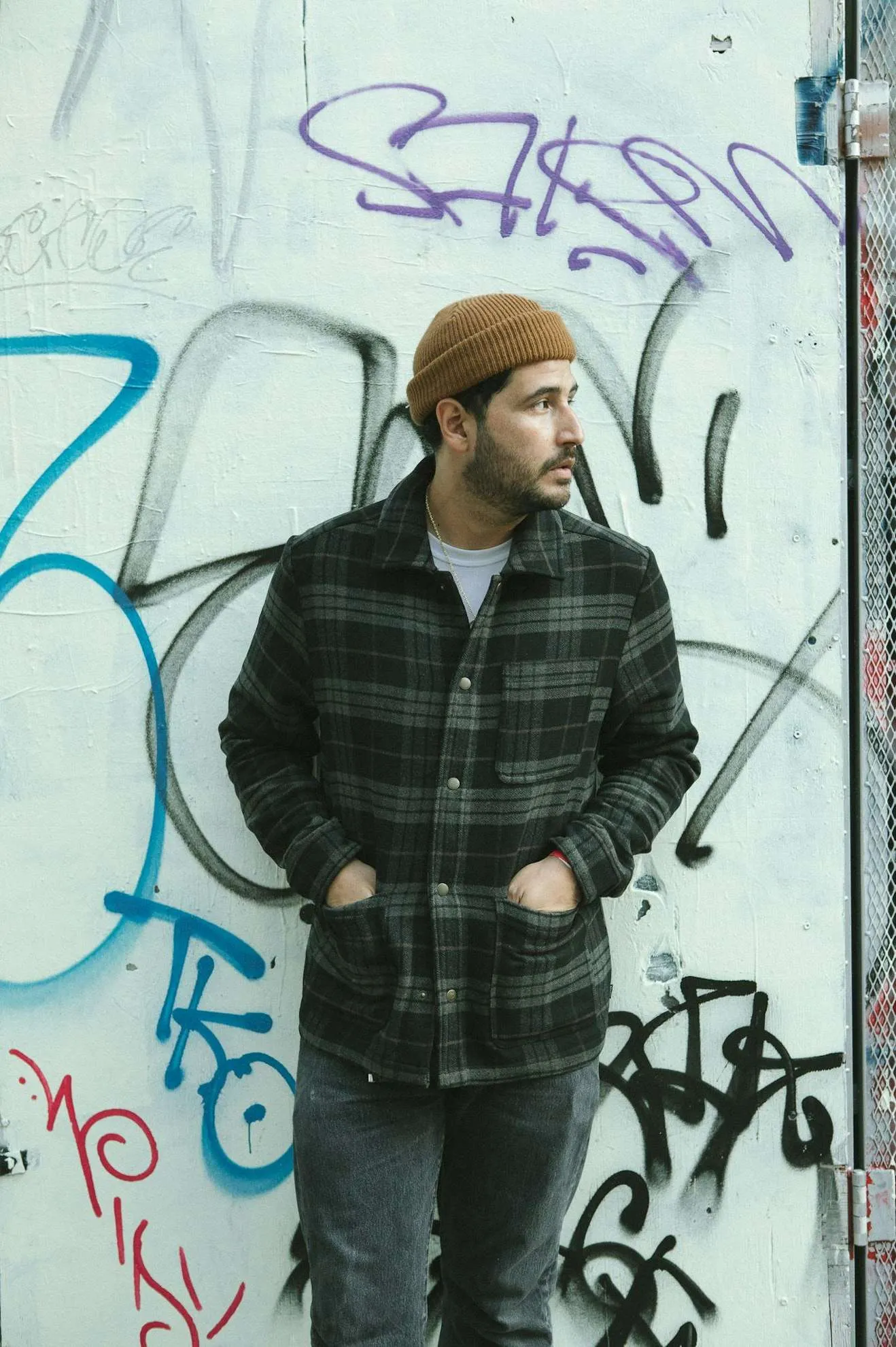 Shop Menswear Chore Coat - Black/Charcoal Plaid Brixton