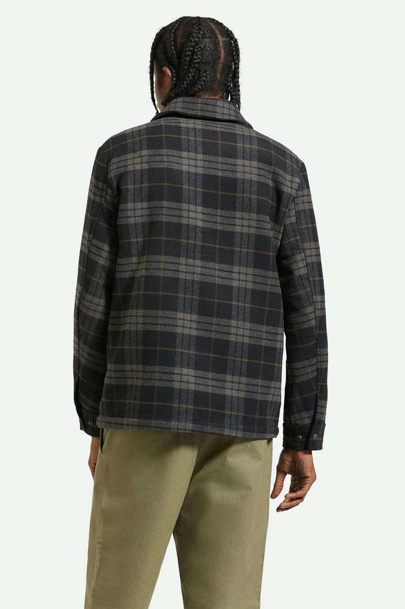 Shop Menswear Chore Coat - Black/Charcoal Plaid Brixton