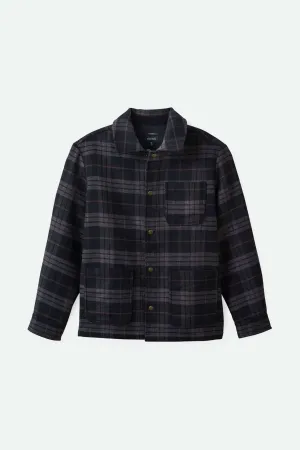Shop Menswear Chore Coat - Black/Charcoal Plaid Brixton