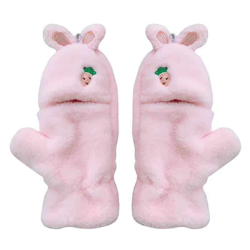 Strawbunny Plush Mittens