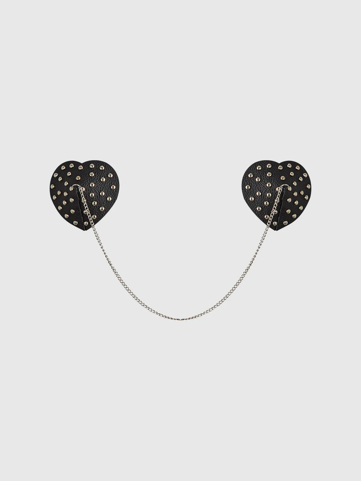 Studded & Chain Draped Leather-Like Heart Pasties