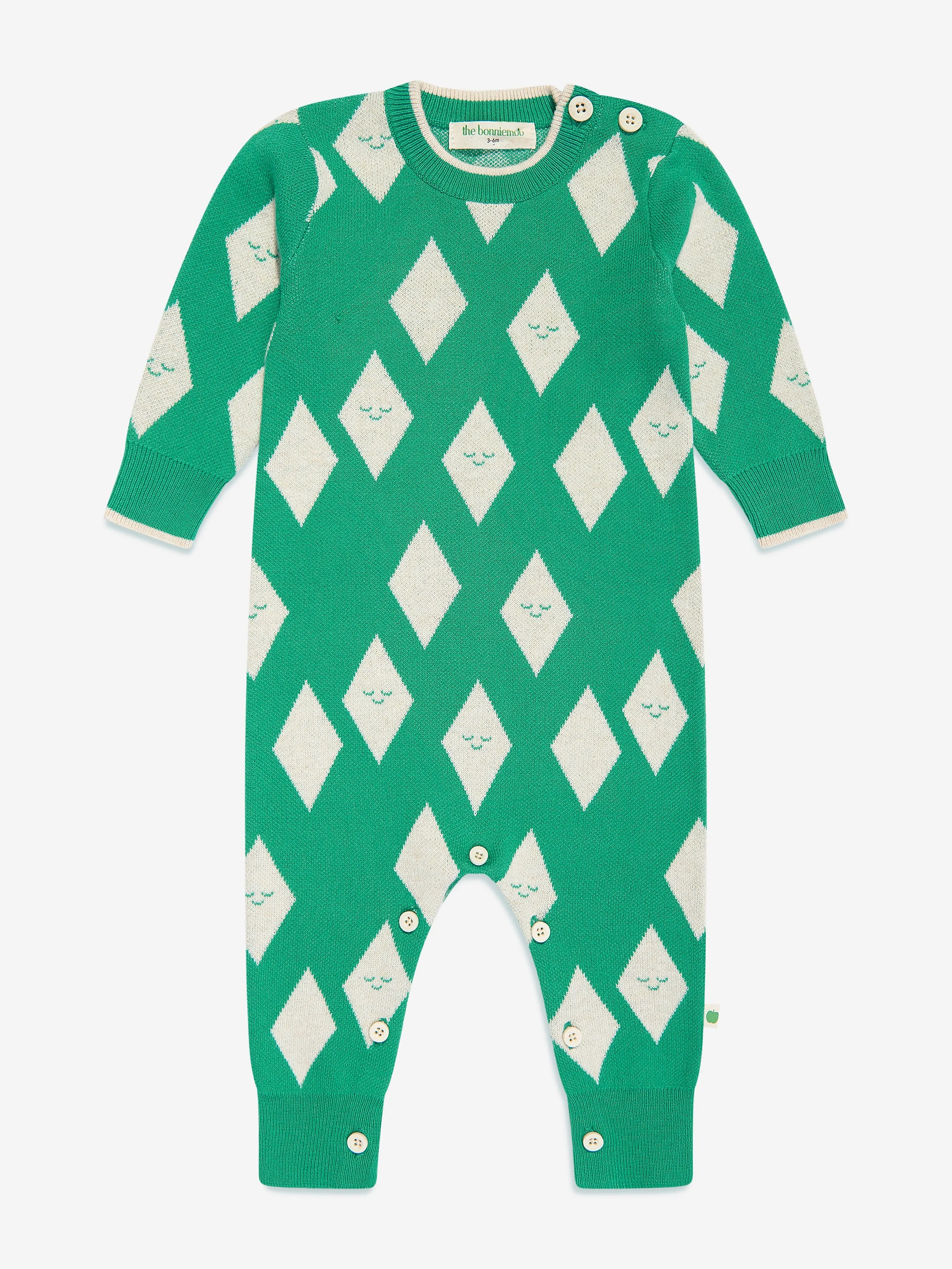 The Bonnie Mob Baby Aster and Damson Playsuit Gift Set in Green